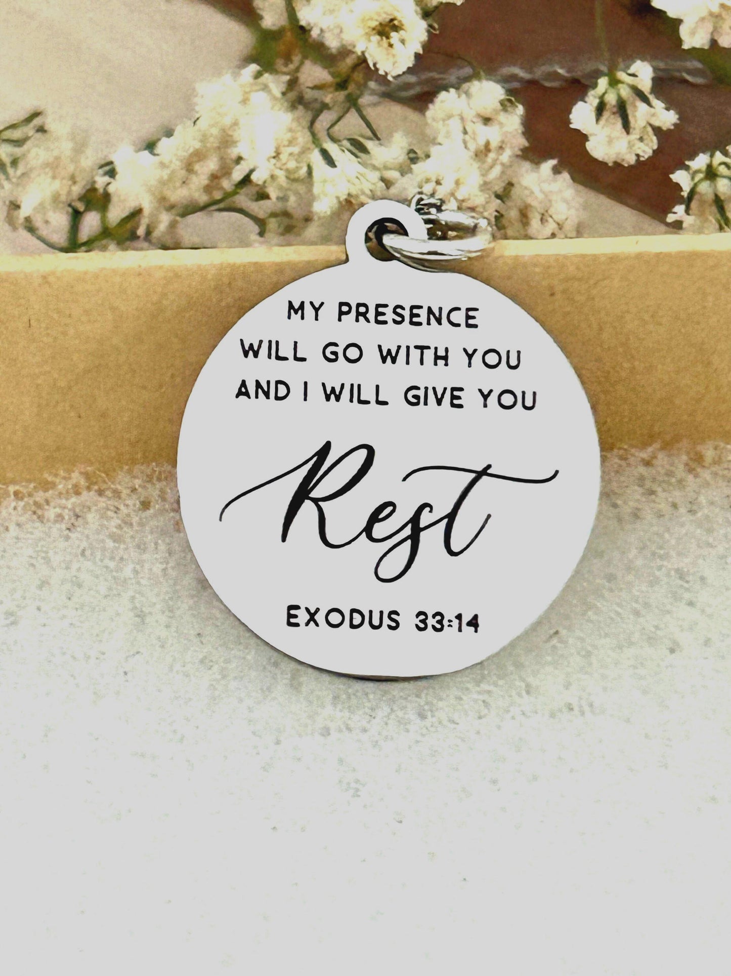 My Presence will go with you bible verse Necklace, Farewell Gift, Christian Gifts, Exodus 33:14, Goodbye Gift, Missionary Gifts, LDS Gifts