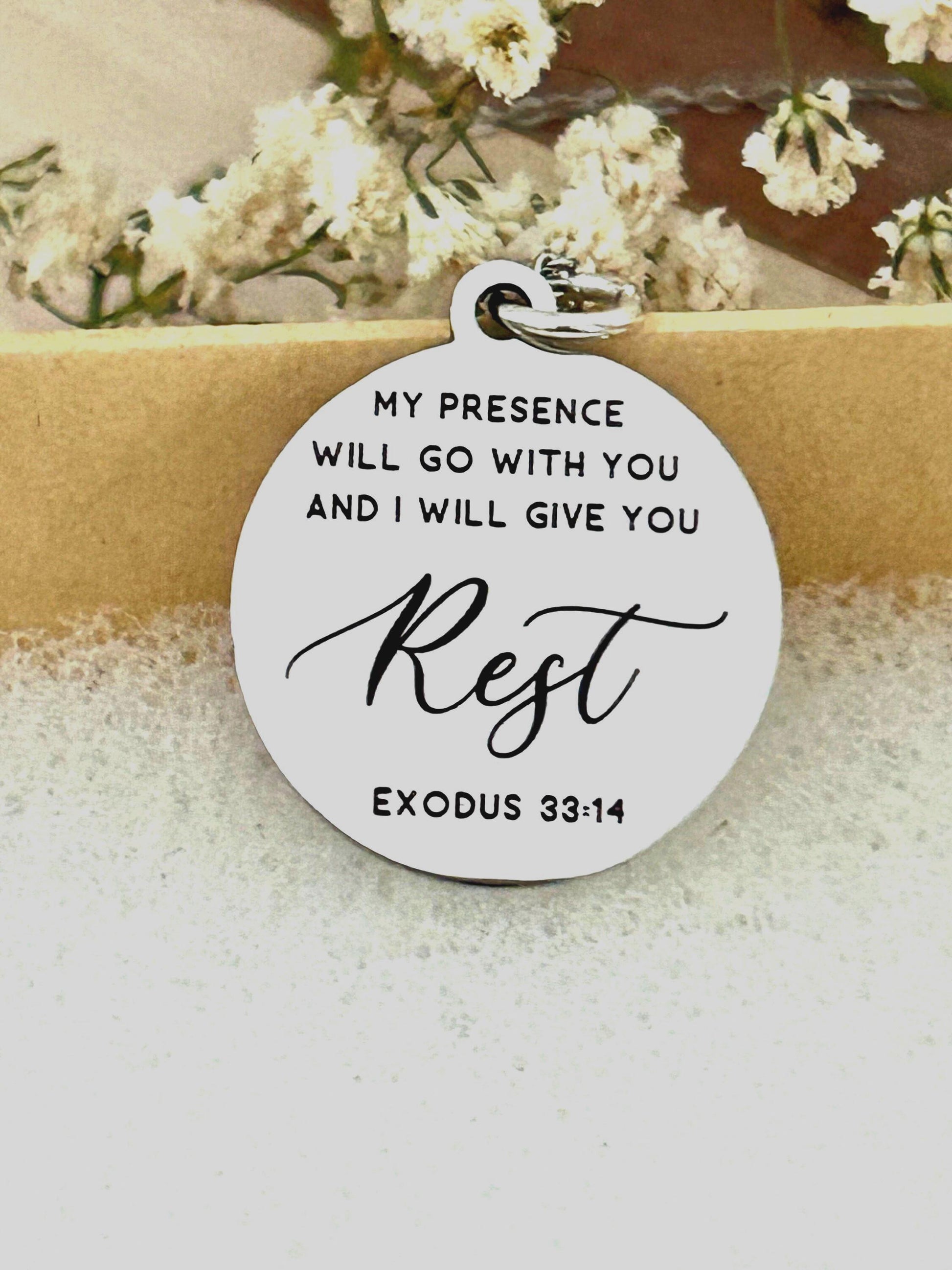 My Presence will go with you bible verse Necklace, Farewell Gift, Christian Gifts, Exodus 33:14, Goodbye Gift, Missionary Gifts, LDS Gifts