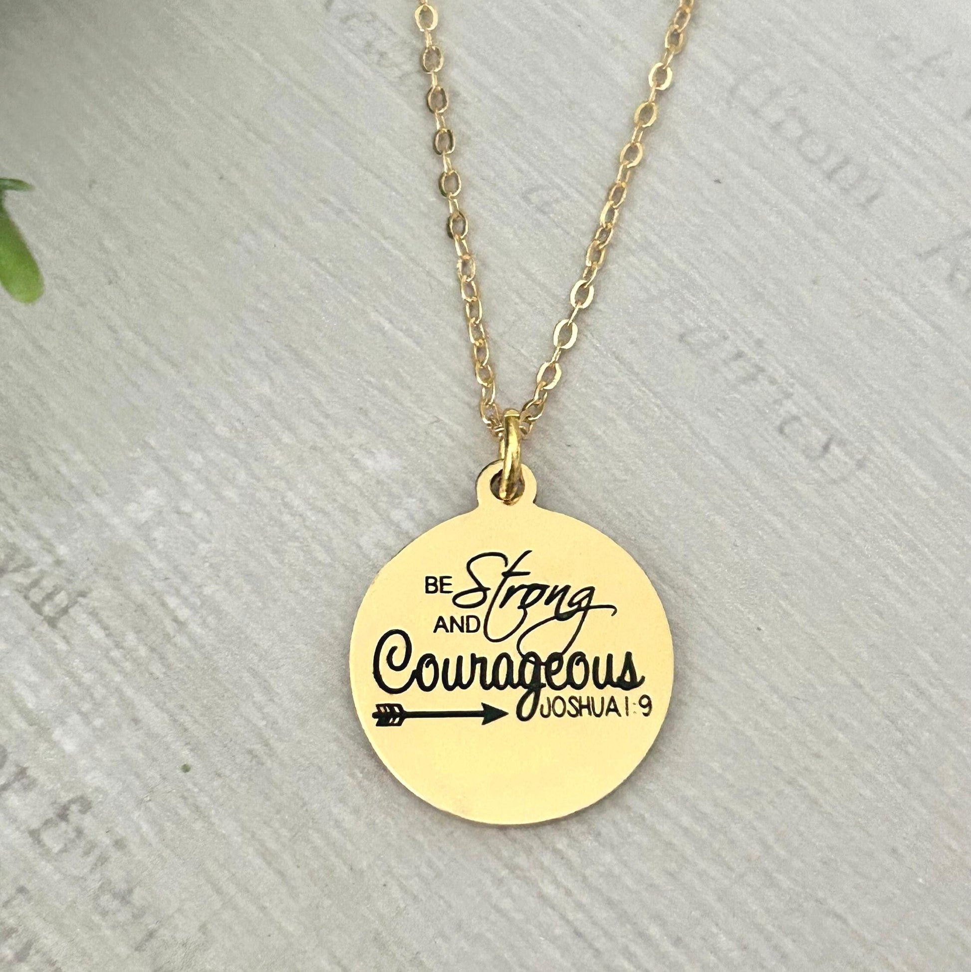Be Strong And Courageous Bible Verse Necklace, Christian Gifts, Scripture Jewelry, Gifts for Mom, Baptism Affirmation Necklace, Joshua 1:9
