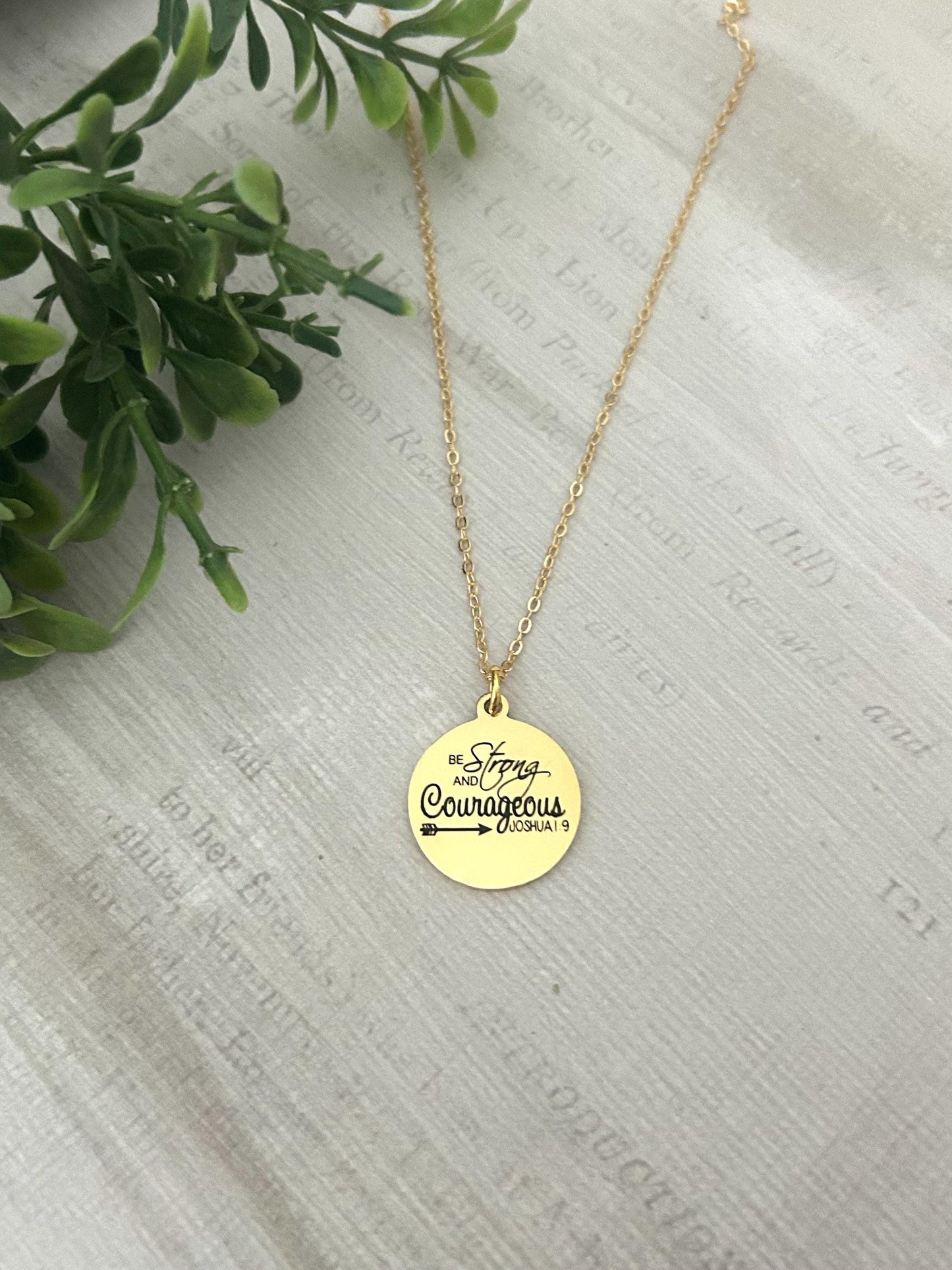 Be Strong And Courageous Bible Verse Necklace, Christian Gifts, Scripture Jewelry, Gifts for Mom, Baptism Affirmation Necklace, Joshua 1:9