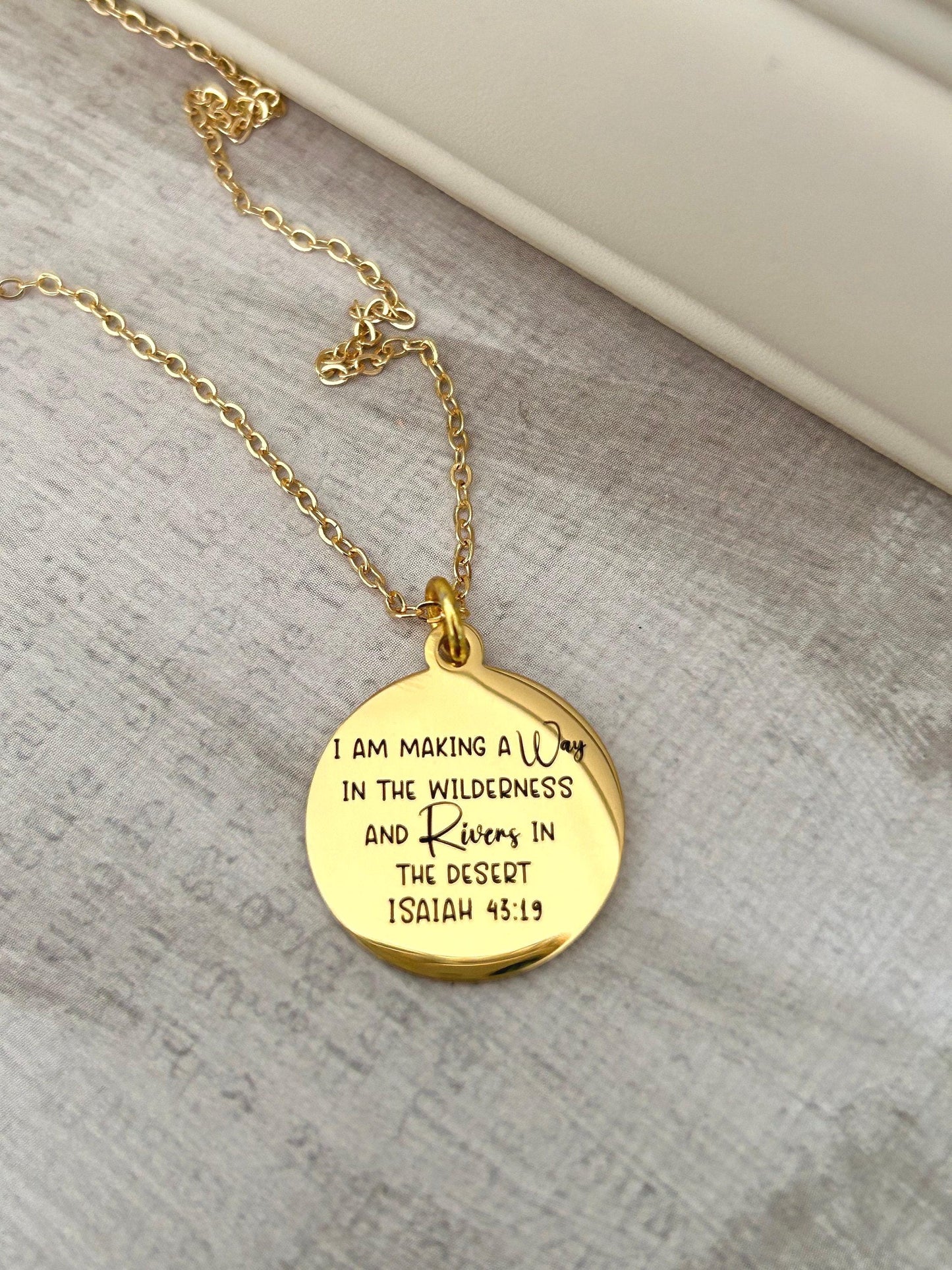 I am making a way in the wilderness Bible Necklace Isaiah 43:19, Christian Gifts, Motivational Necklace, Gift for Mom, Inspirational Jewelry