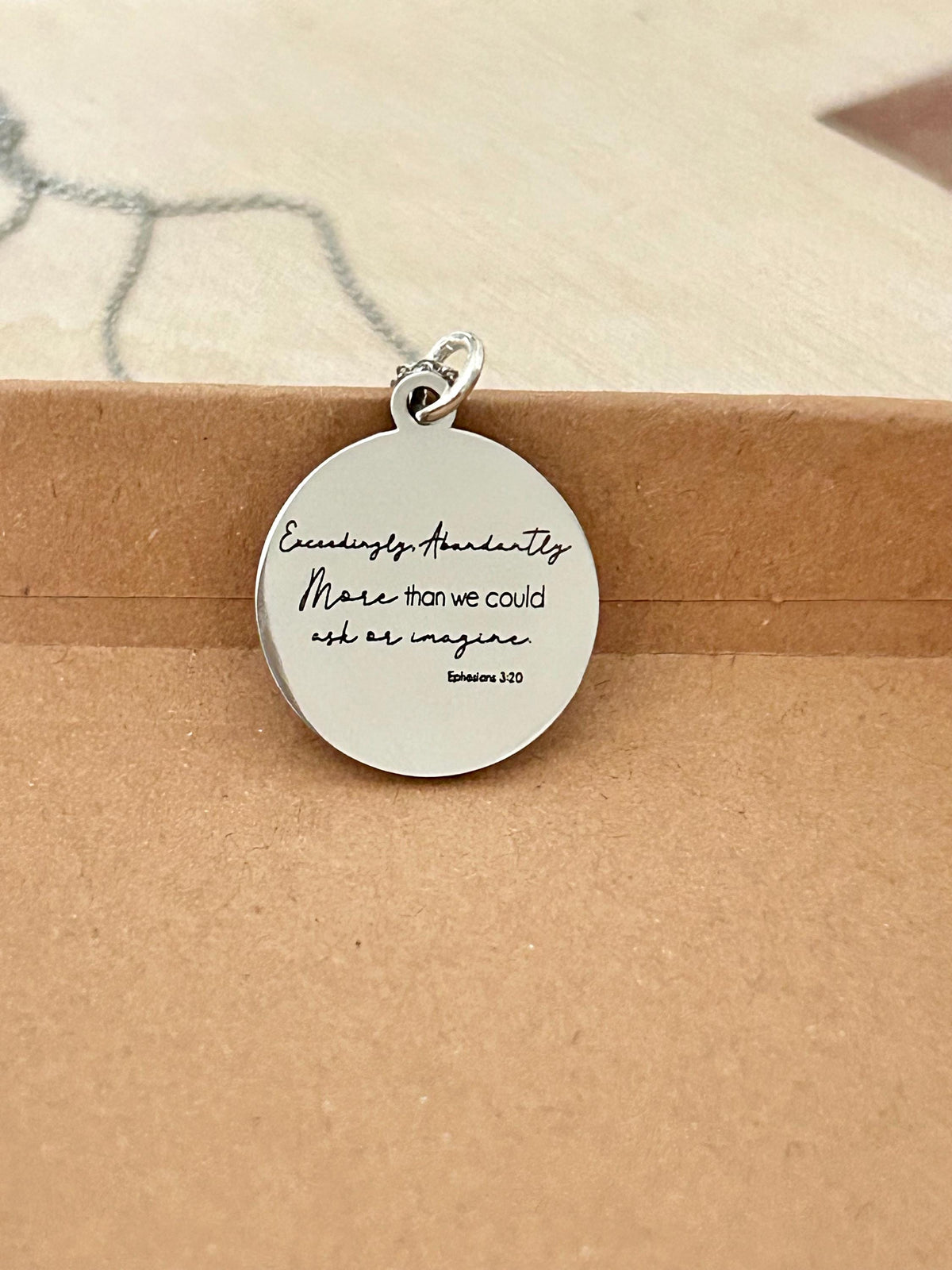 Christian Encouragement Necklace, Personalized Bible Verse Jewelry, Ephesians 3:20 Gift for Her, Faith Necklace, Exceedingly Abundantly
