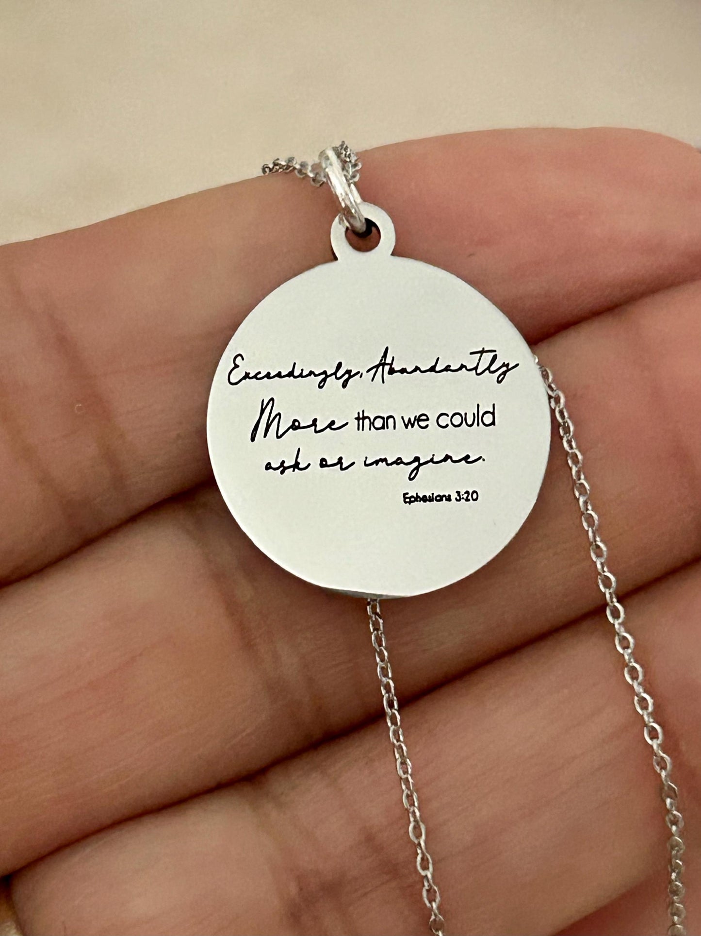 Ephesians 3:20 bible Verse Necklace, Exceedingly Abundantly Above All We Ask Or Imagine, Christian Gifts, Scripture Jewelry, Gifts for her