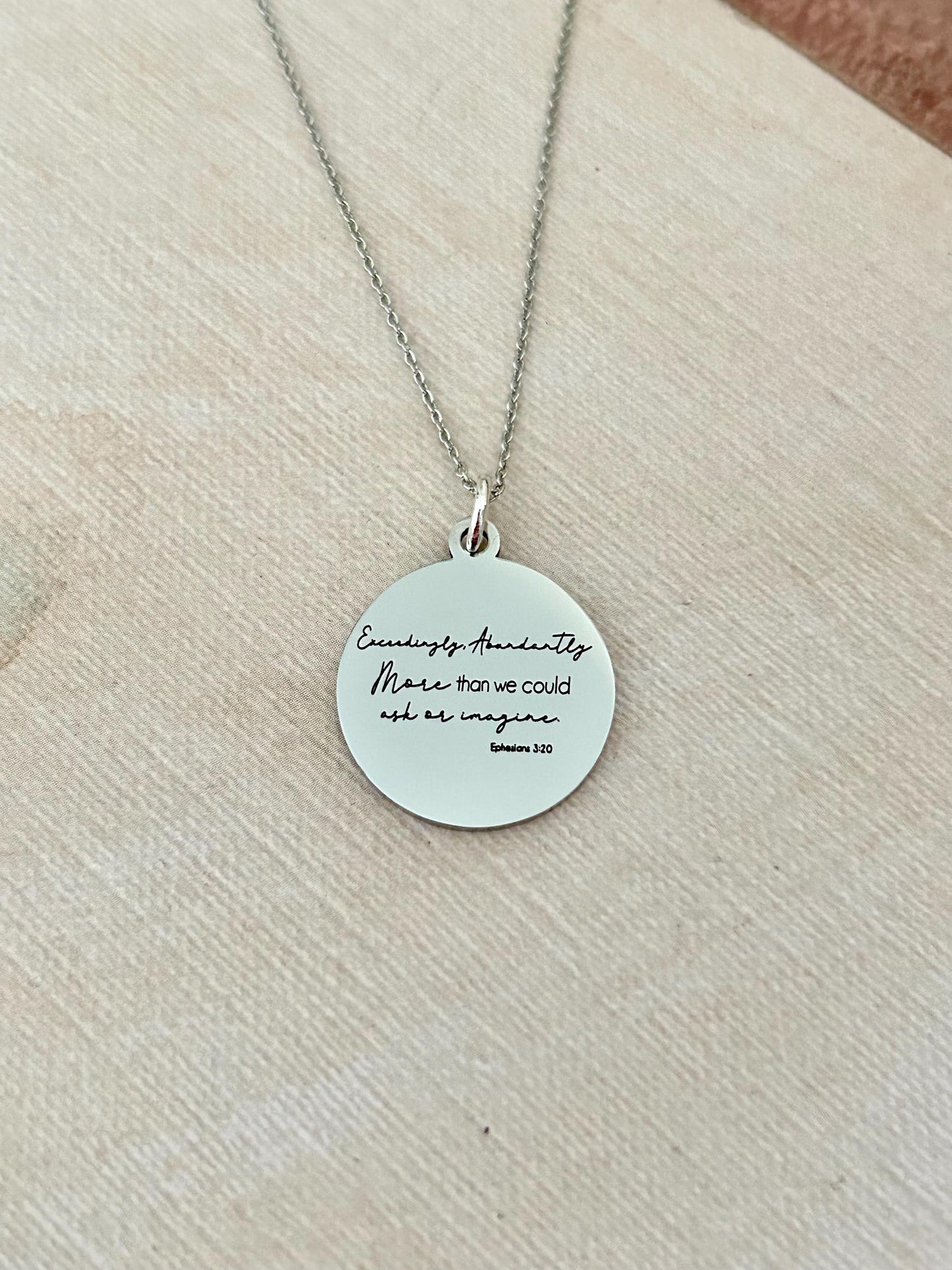 Ephesians 3:20 bible Verse Necklace, Exceedingly Abundantly Above All We Ask Or Imagine, Christian Gifts, Scripture Jewelry, Gifts for her