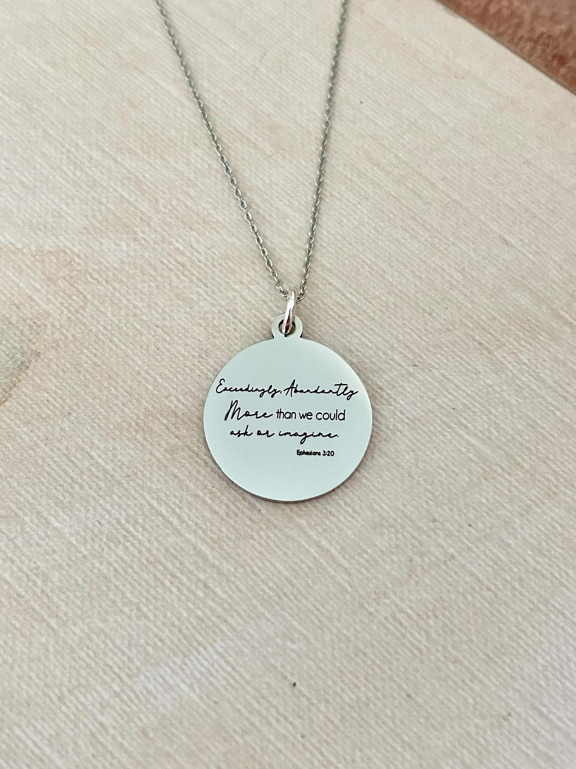 Ephesians 3:20 bible Verse Necklace, Exceedingly Abundantly Above All We Ask Or Imagine, Christian Gifts, Scripture Jewelry, Gifts for her