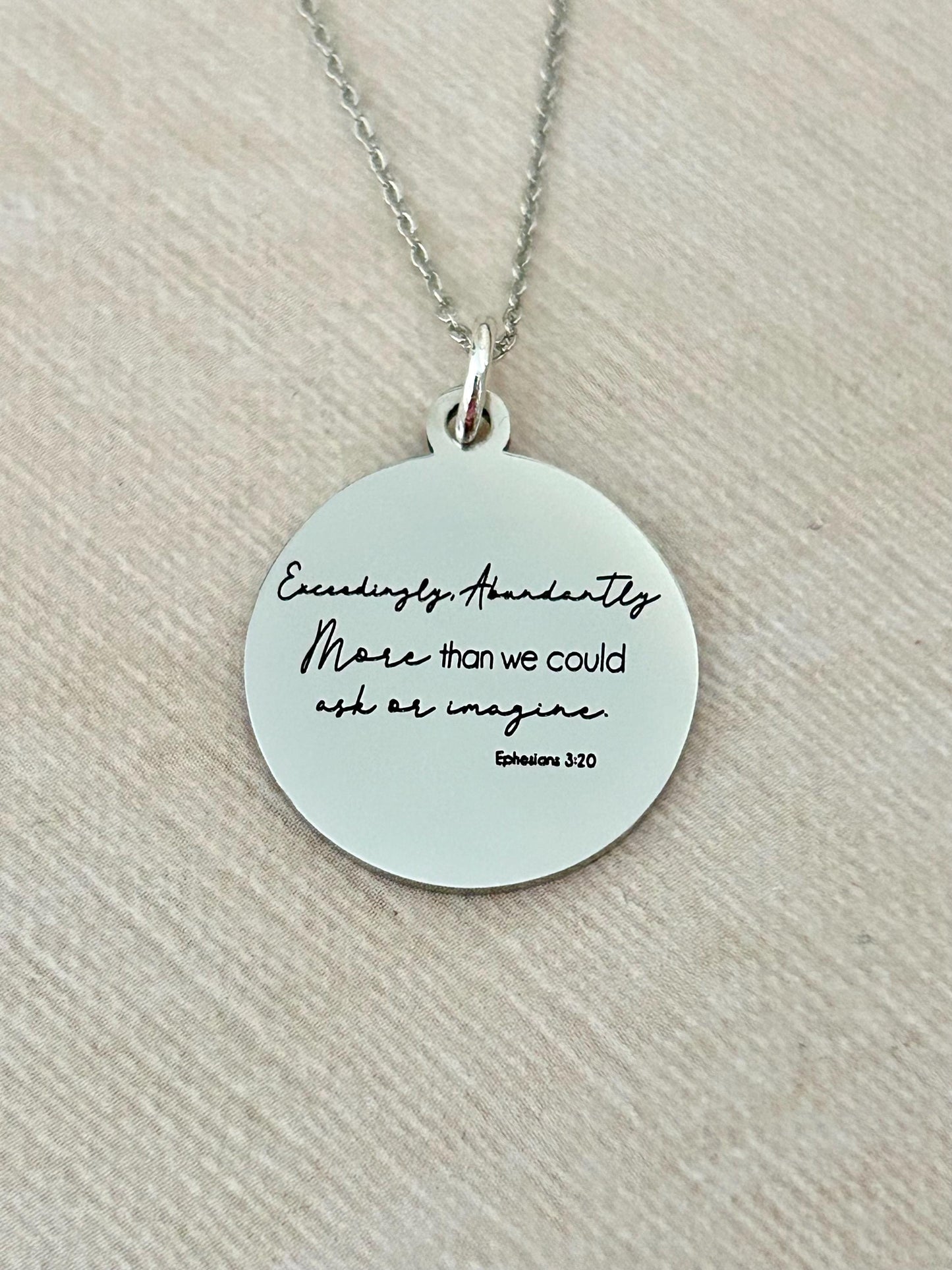 Ephesians 3:20 bible Verse Necklace, Exceedingly Abundantly Above All We Ask Or Imagine, Christian Gifts, Scripture Jewelry, Gifts for her