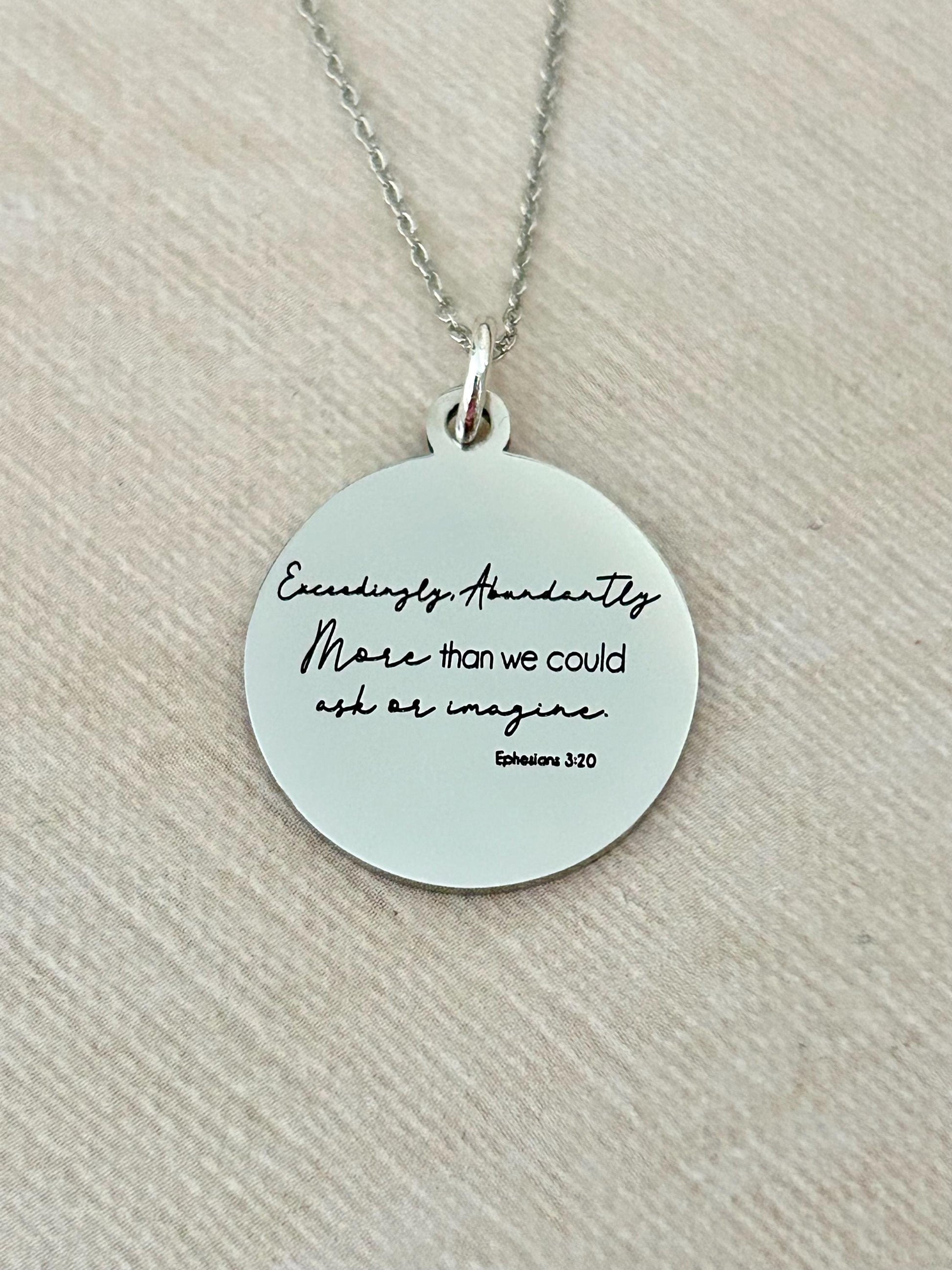 Ephesians 3:20 bible Verse Necklace, Exceedingly Abundantly Above All We Ask Or Imagine, Christian Gifts, Scripture Jewelry, Gifts for her