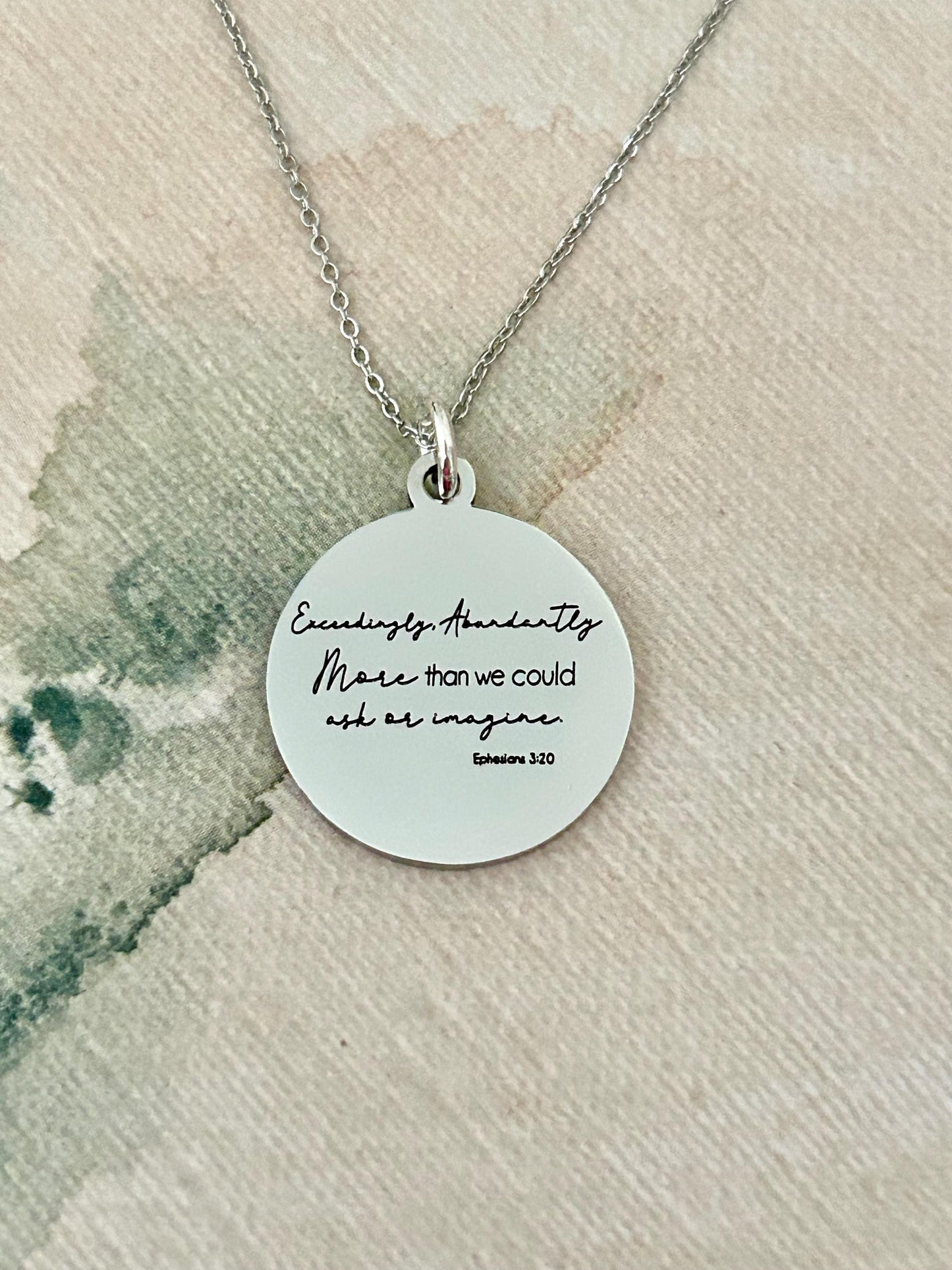Ephesians 3:20 bible Verse Necklace, Exceedingly Abundantly Above All We Ask Or Imagine, Christian Gifts, Scripture Jewelry, Gifts for her