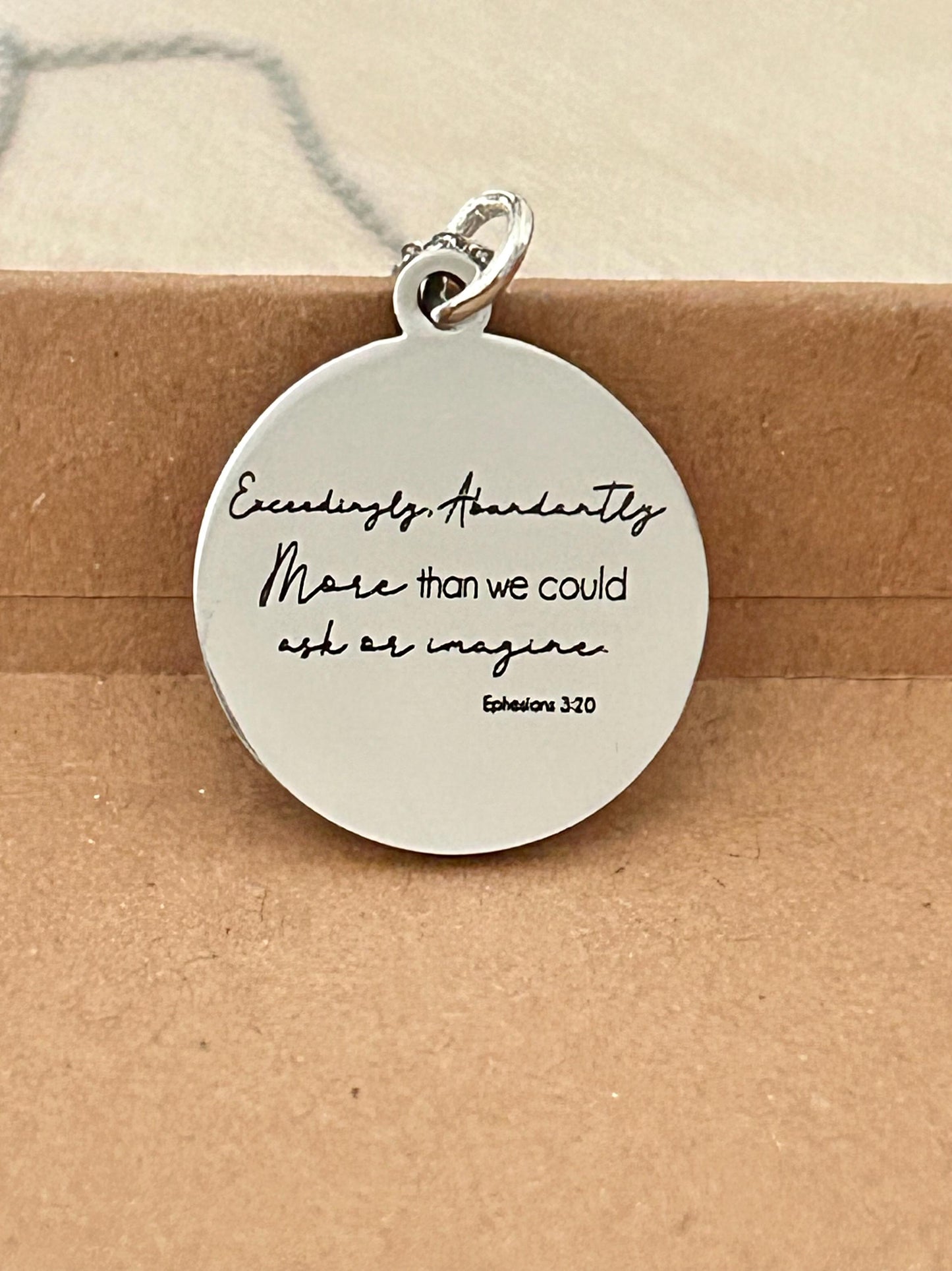 Ephesians 3:20 bible Verse Necklace, Exceedingly Abundantly Above All We Ask Or Imagine, Christian Gifts, Scripture Jewelry, Gifts for her