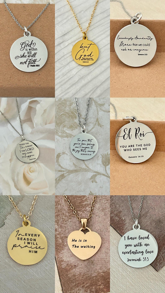 Custom Bible Verse, Scripture Necklace, Personalized Christian Jewelry, Baptism Gift, Motivational Gift for Her, Baptism Gift
