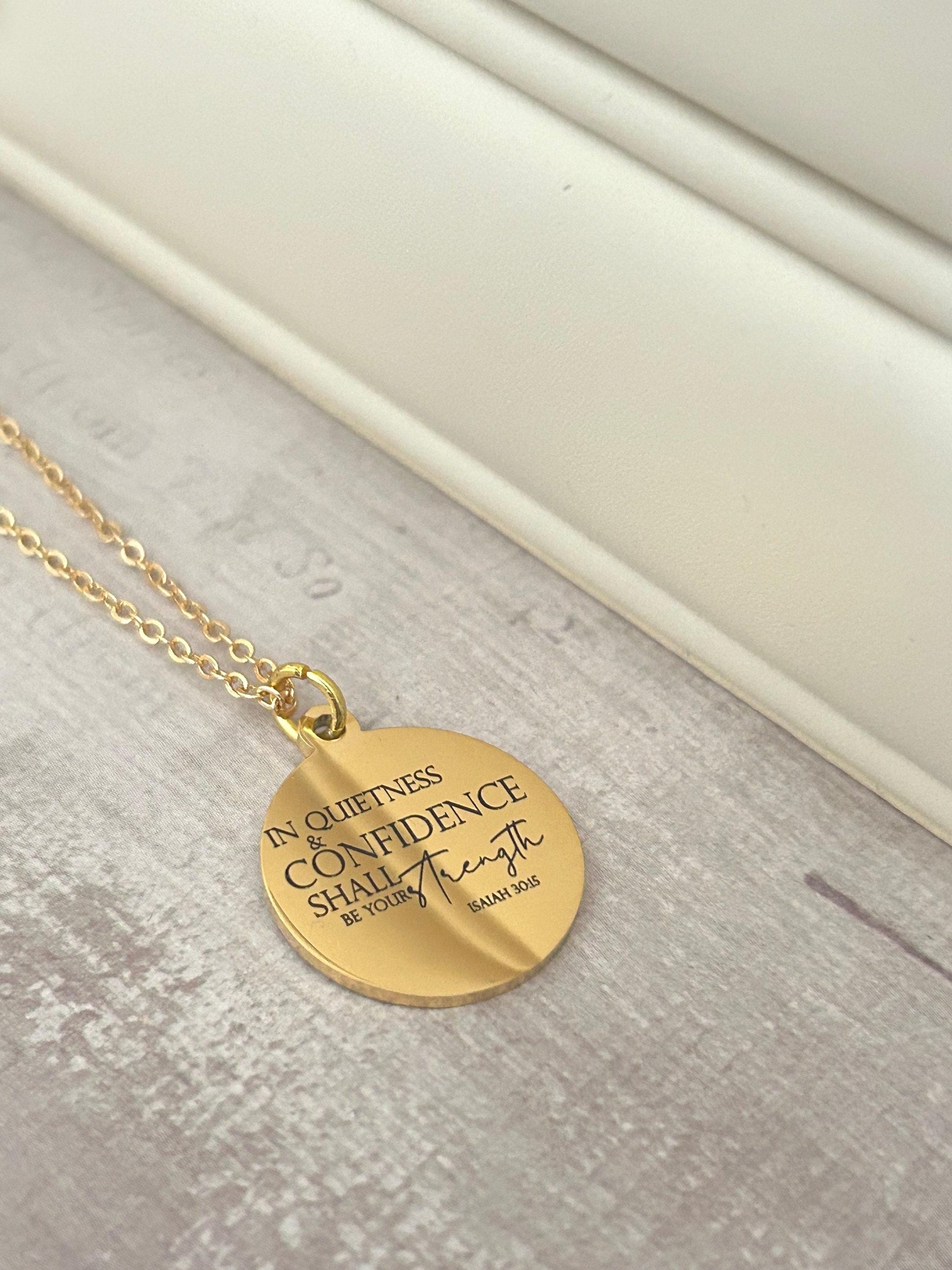 In quietness and confidence is your strength Necklace, Christian Gifts, Introvert Necklace, Calm Confidence Necklace, Silent Power Jewelry