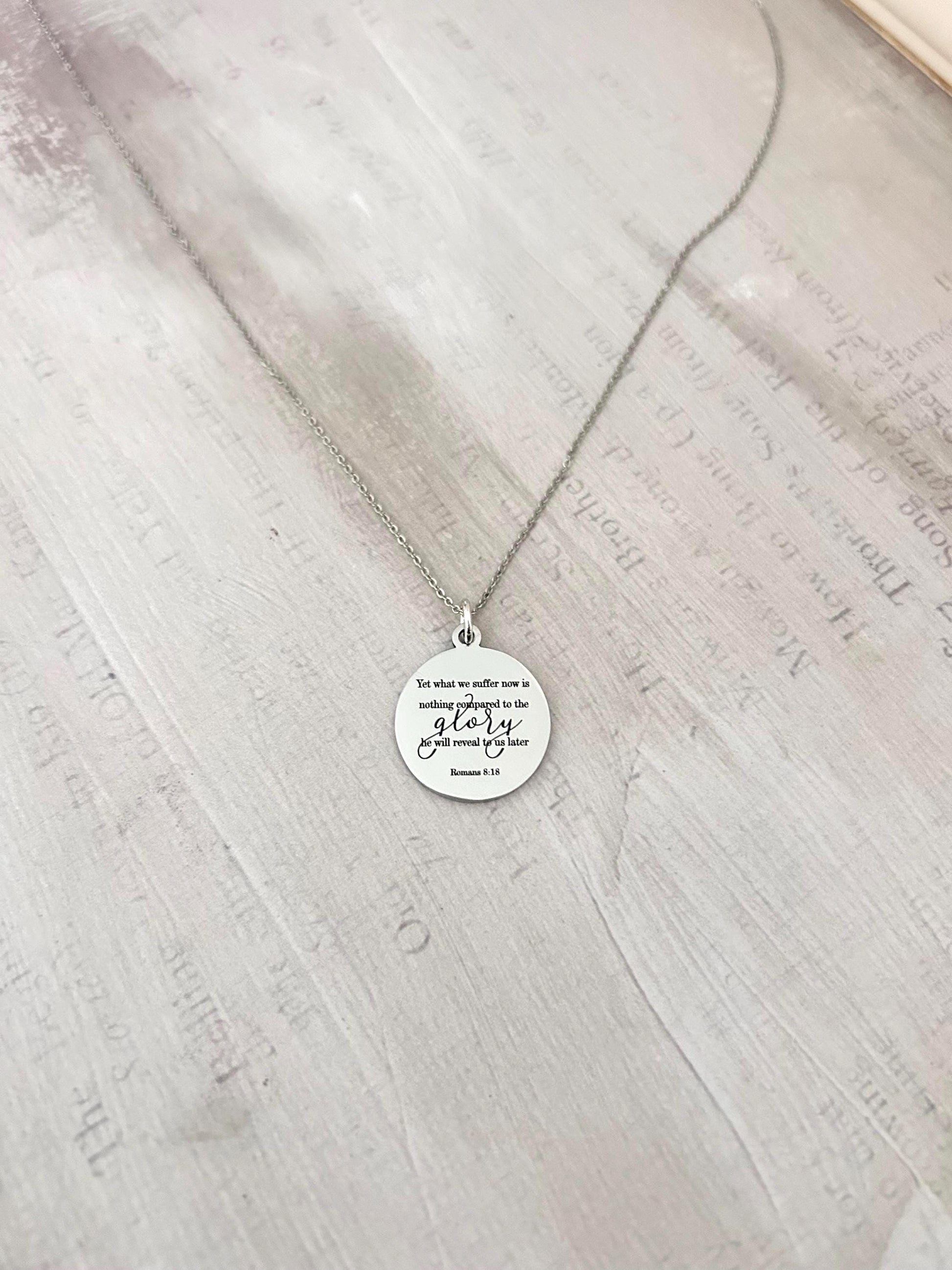 Christian Quote Romans 8:18 Bible Verse Necklace, Christian Gifts for Women, Scripture Jewelry, Meaningful Gifts, Motivational Jewelry