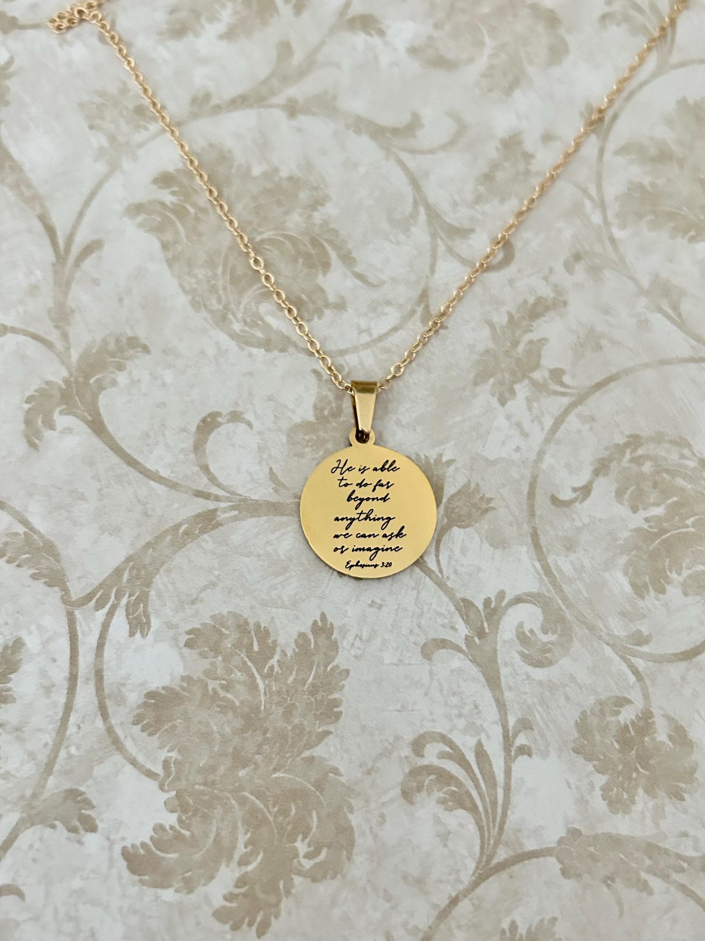 Ephesians 3:20 Necklace, He is able to do far beyond anything we Ask Or Imagine, Christian Gifts, Scripture Jewelry, Baptism, Affirmation