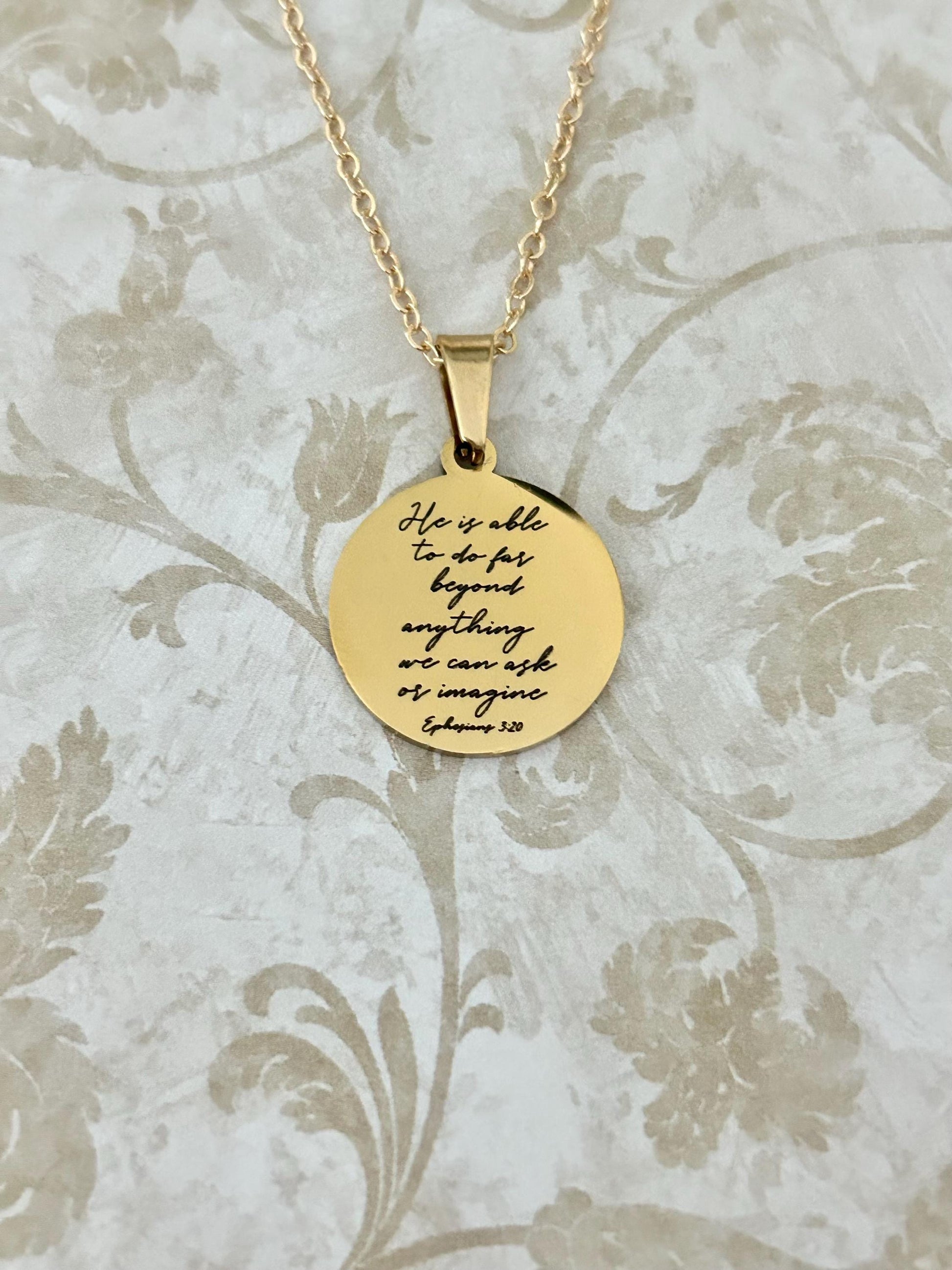Ephesians 3:20 Necklace, He is able to do far beyond anything we Ask Or Imagine, Christian Gifts, Scripture Jewelry, Baptism, Affirmation
