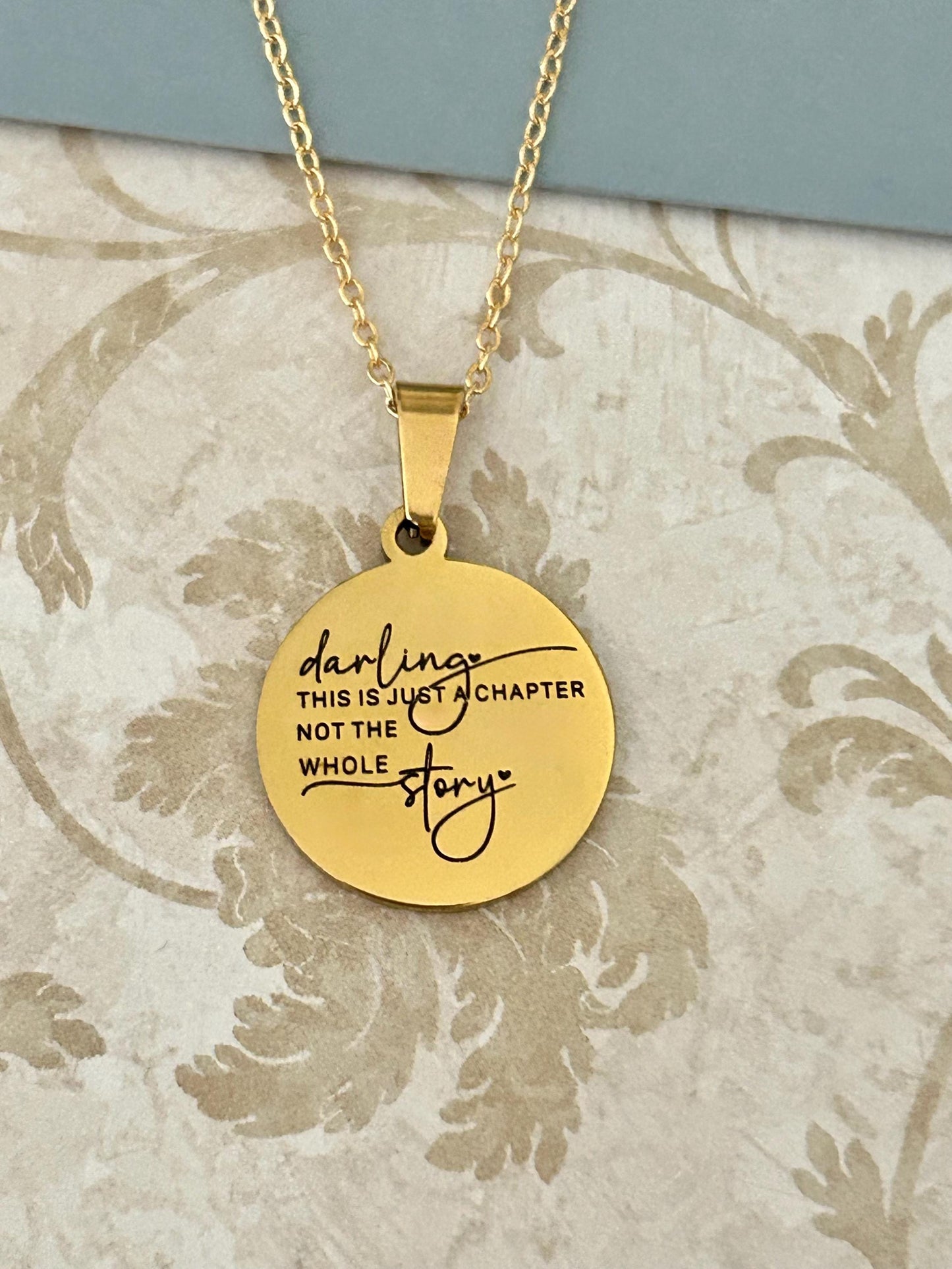 Personalized Necklace This Is Just A Chapter Not The Whole Story, Inspirational Quote Motivational Gifts Meaningful Gifts, Strength Necklace