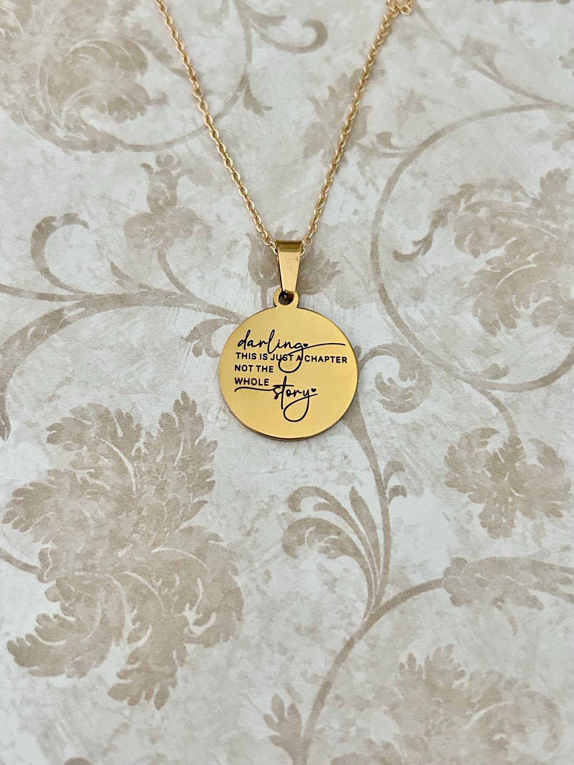 Personalized Necklace This Is Just A Chapter Not The Whole Story, Inspirational Quote Motivational Gifts Meaningful Gifts, Strength Necklace
