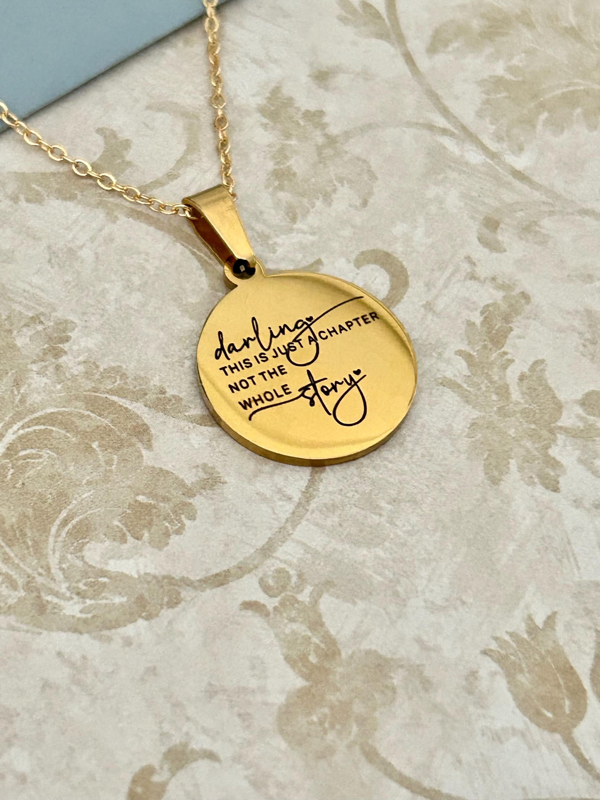 Personalized Necklace This Is Just A Chapter Not The Whole Story, Inspirational Quote Motivational Gifts Meaningful Gifts, Strength Necklace