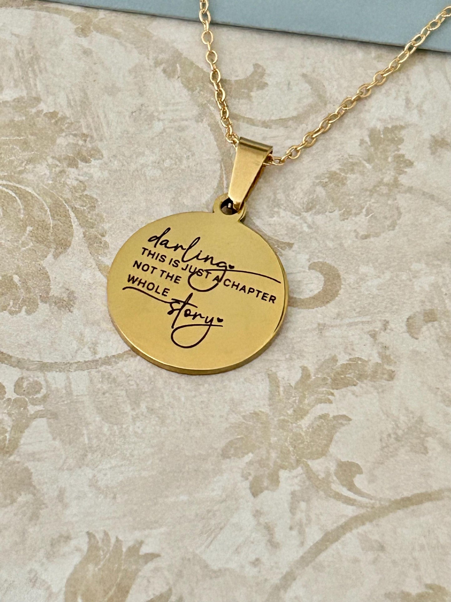 Personalized Necklace This Is Just A Chapter Not The Whole Story, Inspirational Quote Motivational Gifts Meaningful Gifts, Strength Necklace