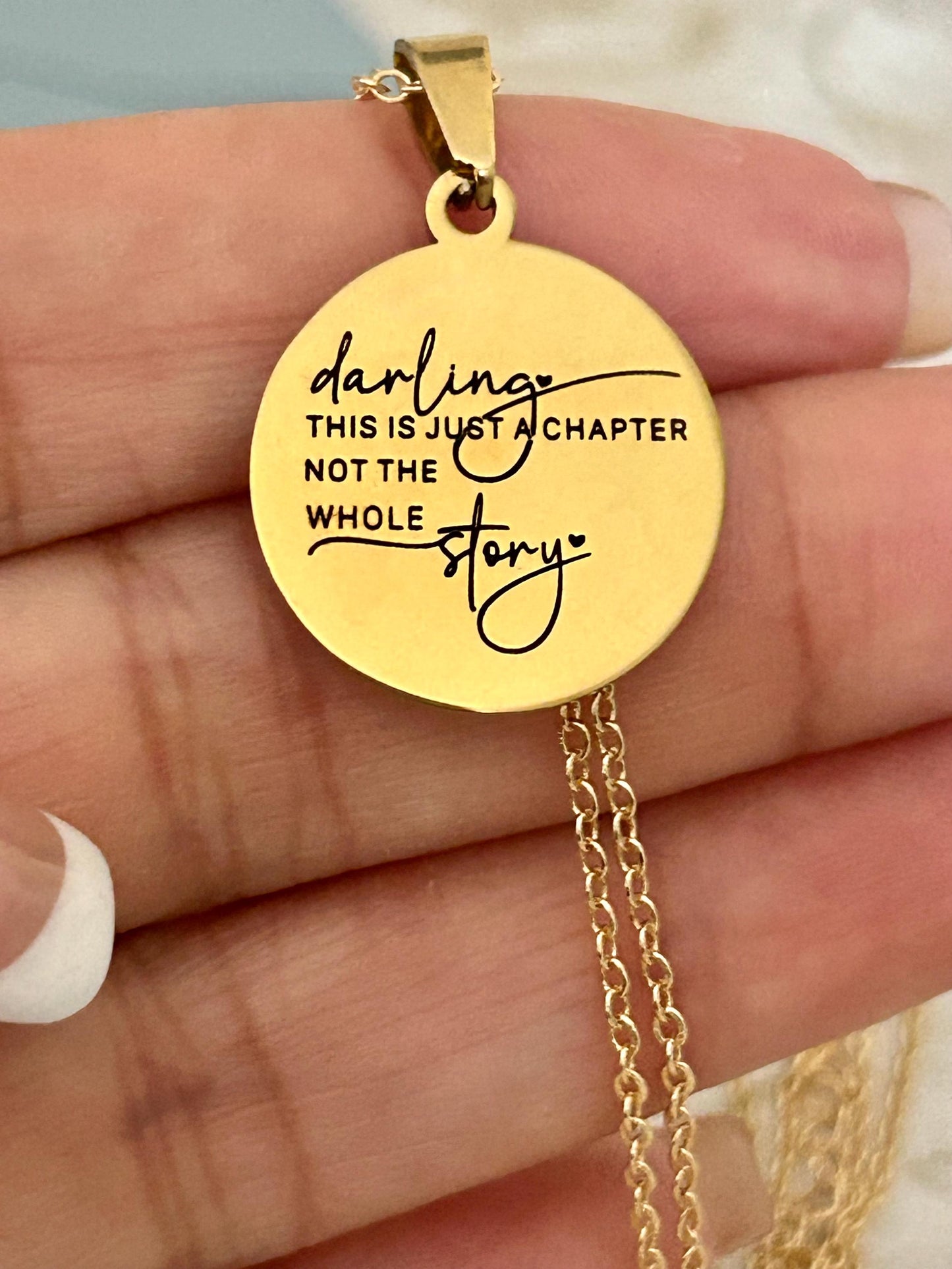 Personalized Necklace This Is Just A Chapter Not The Whole Story, Inspirational Quote Motivational Gifts Meaningful Gifts, Strength Necklace