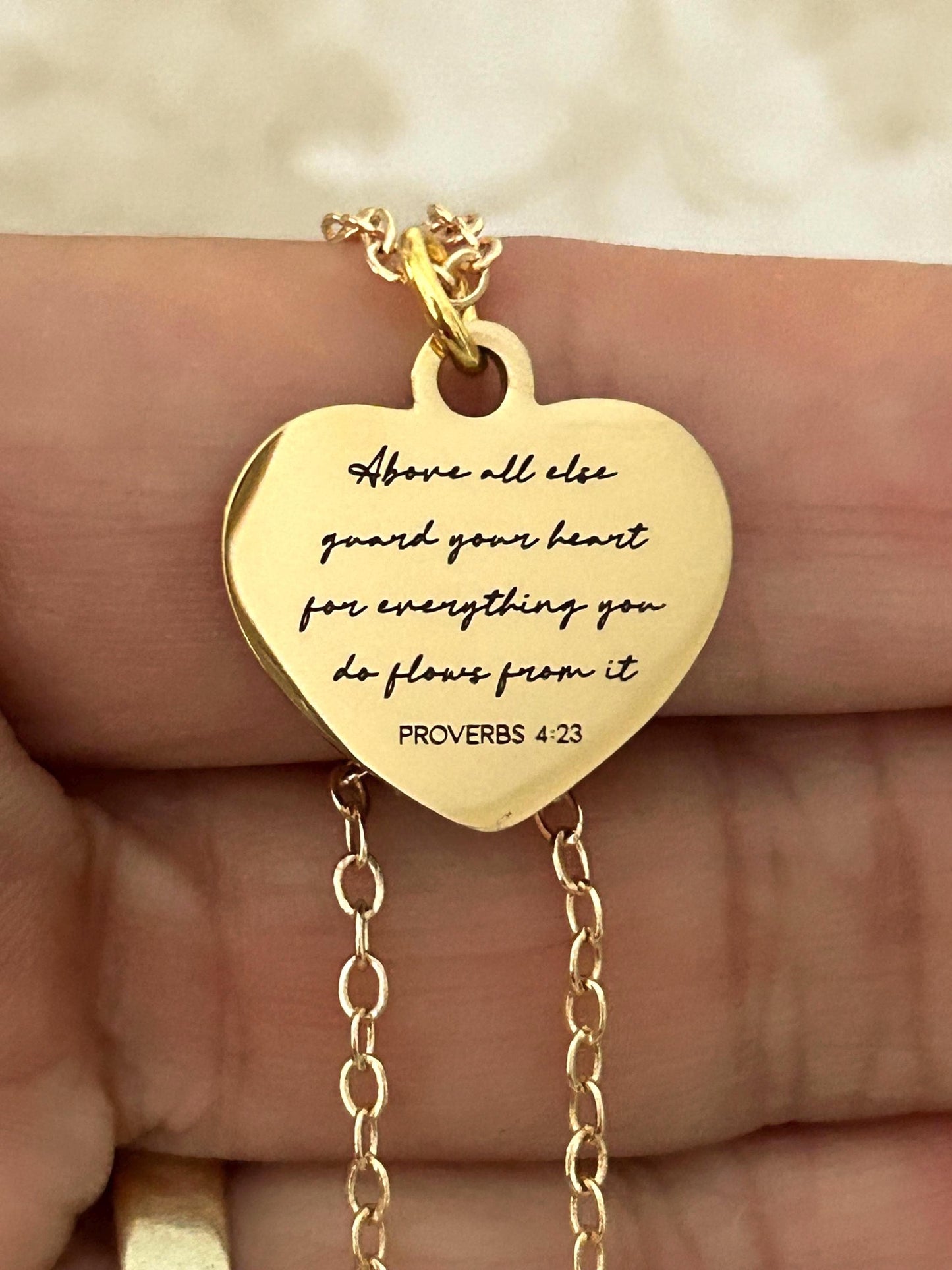 Custom Heart Necklace, Above All Else Guard Your Heart, Proverbs 4:23 pendant, Christian Gifts, Daughter Gift, Baptism Affirmation Gift