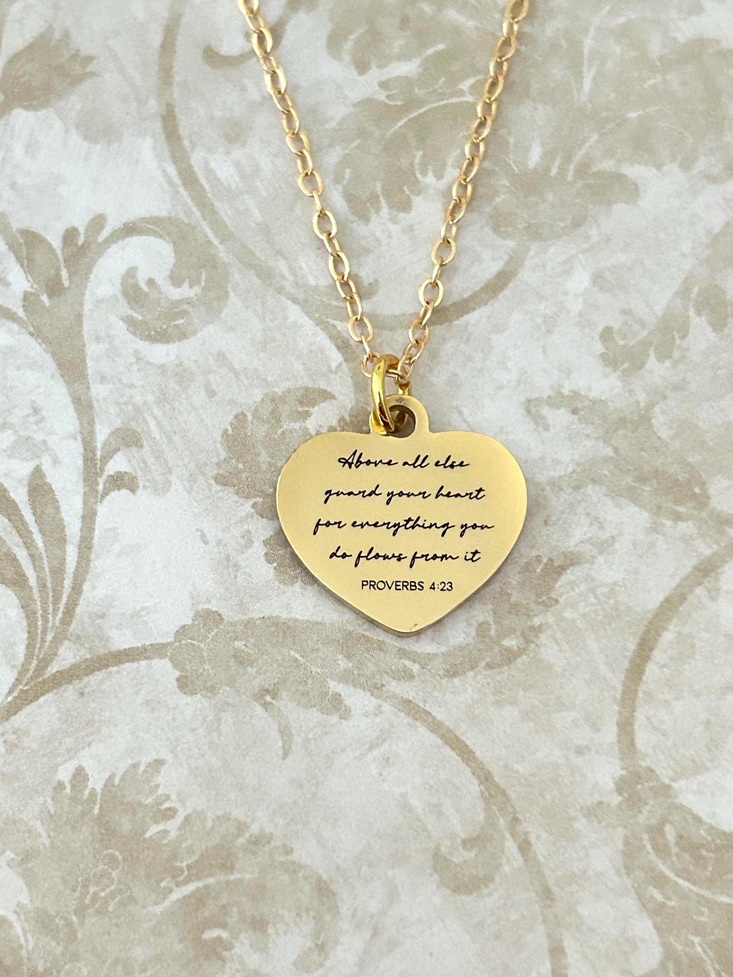 Custom Heart Necklace, Above All Else Guard Your Heart, Proverbs 4:23 pendant, Christian Gifts, Daughter Gift, Baptism Affirmation Gift
