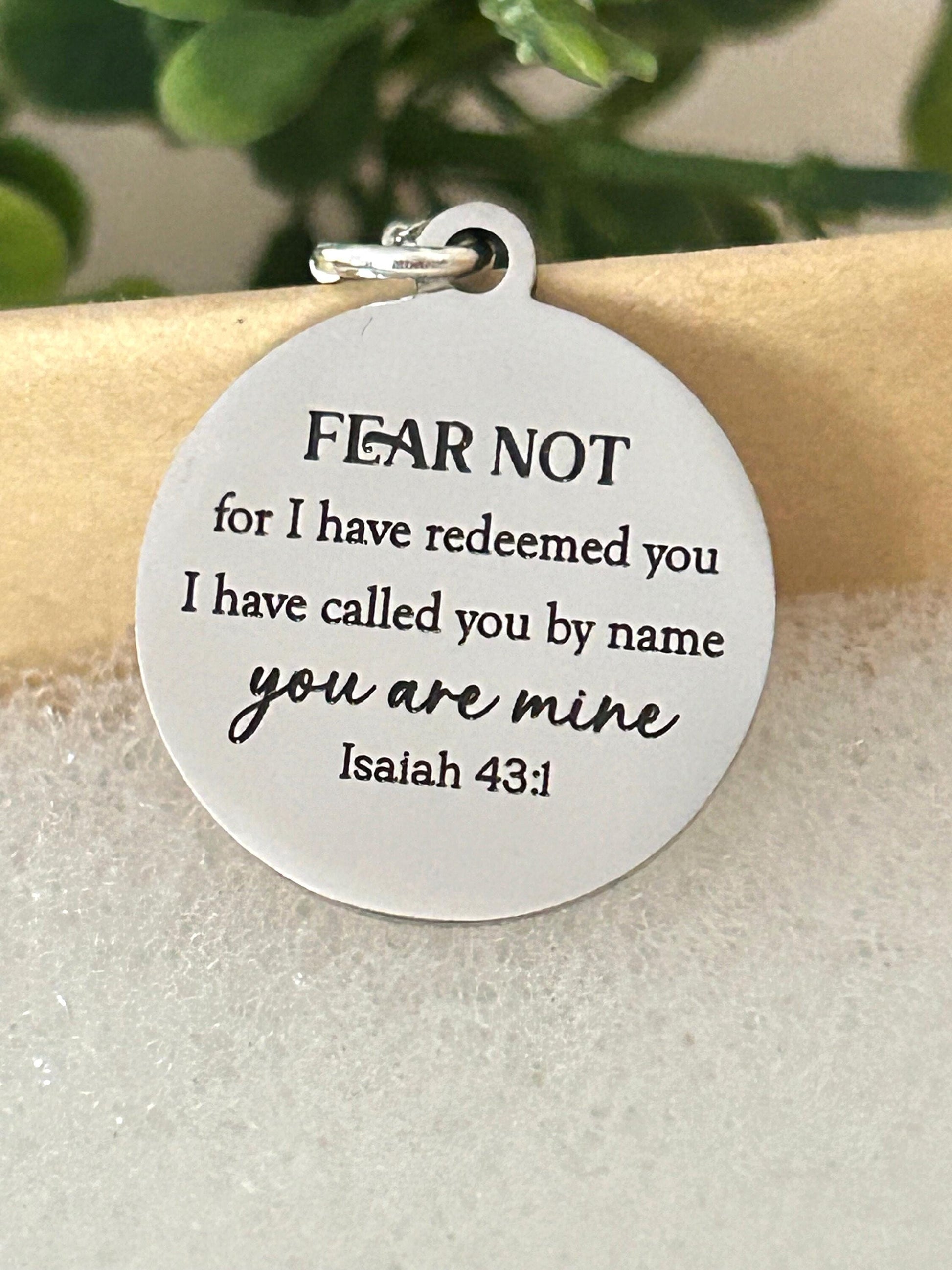 Fear not for I have redeemed you Bible Verse Silver Necklace, Isaiah 43:1, Christian Jewelry Gifts, Scripture Personalized engraved Necklace