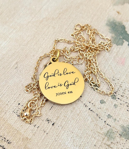 God is Love Love is God Bible Verse Necklace, John 4:16, Christian Women Gifts, Faith Jewelry, Scripture Necklace, Baptism, Birthday Gift