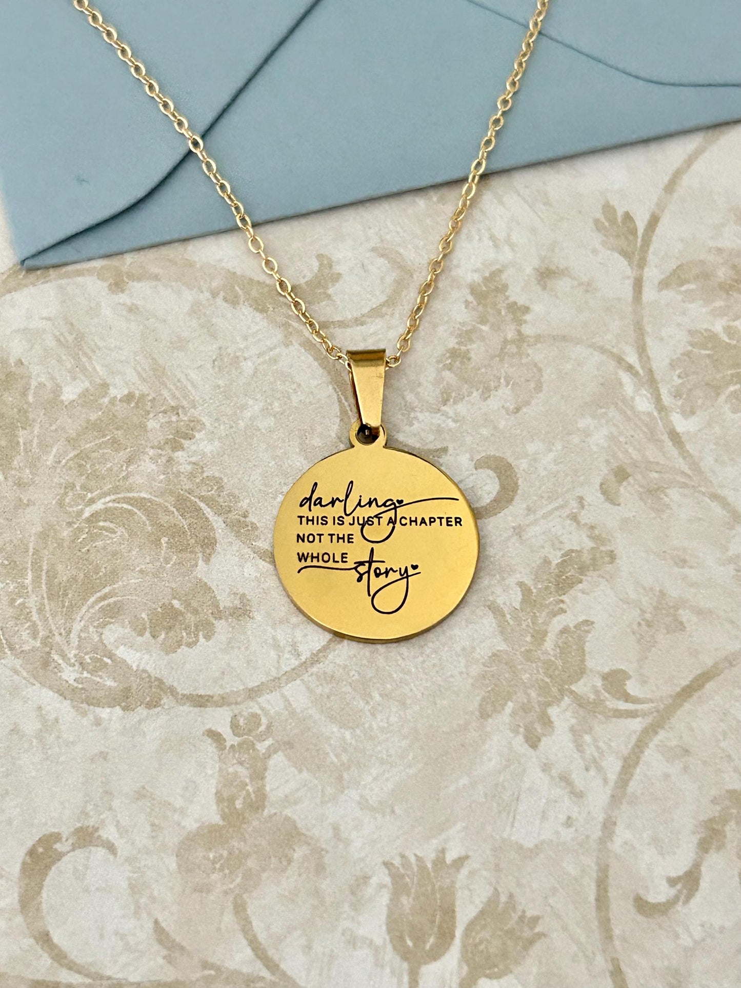 Personalized Necklace This Is Just A Chapter Not The Whole Story, Inspirational Quote Motivational Gifts Meaningful Gifts, Strength Necklace
