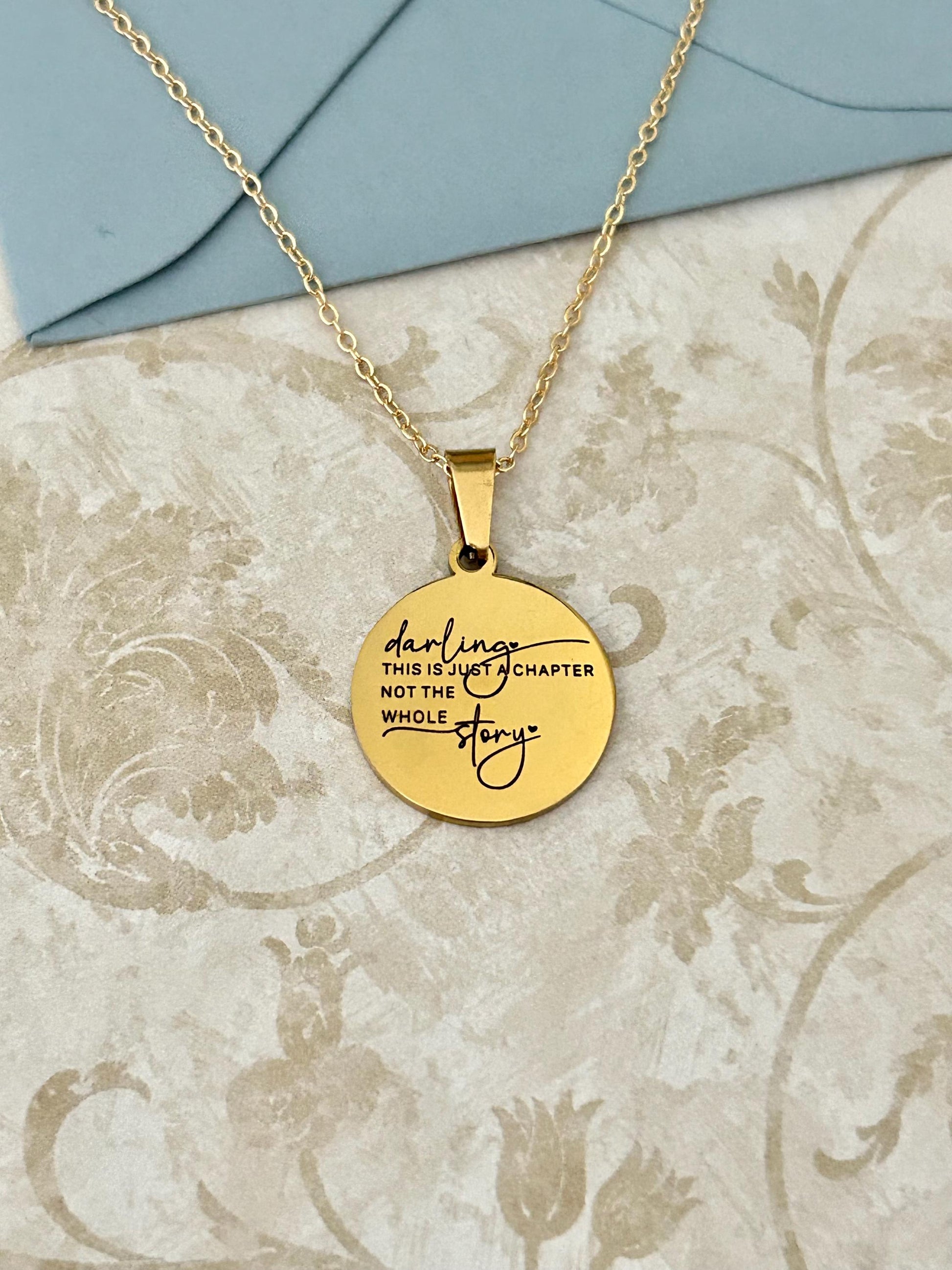 Personalized Necklace This Is Just A Chapter Not The Whole Story, Inspirational Quote Motivational Gifts Meaningful Gifts, Strength Necklace