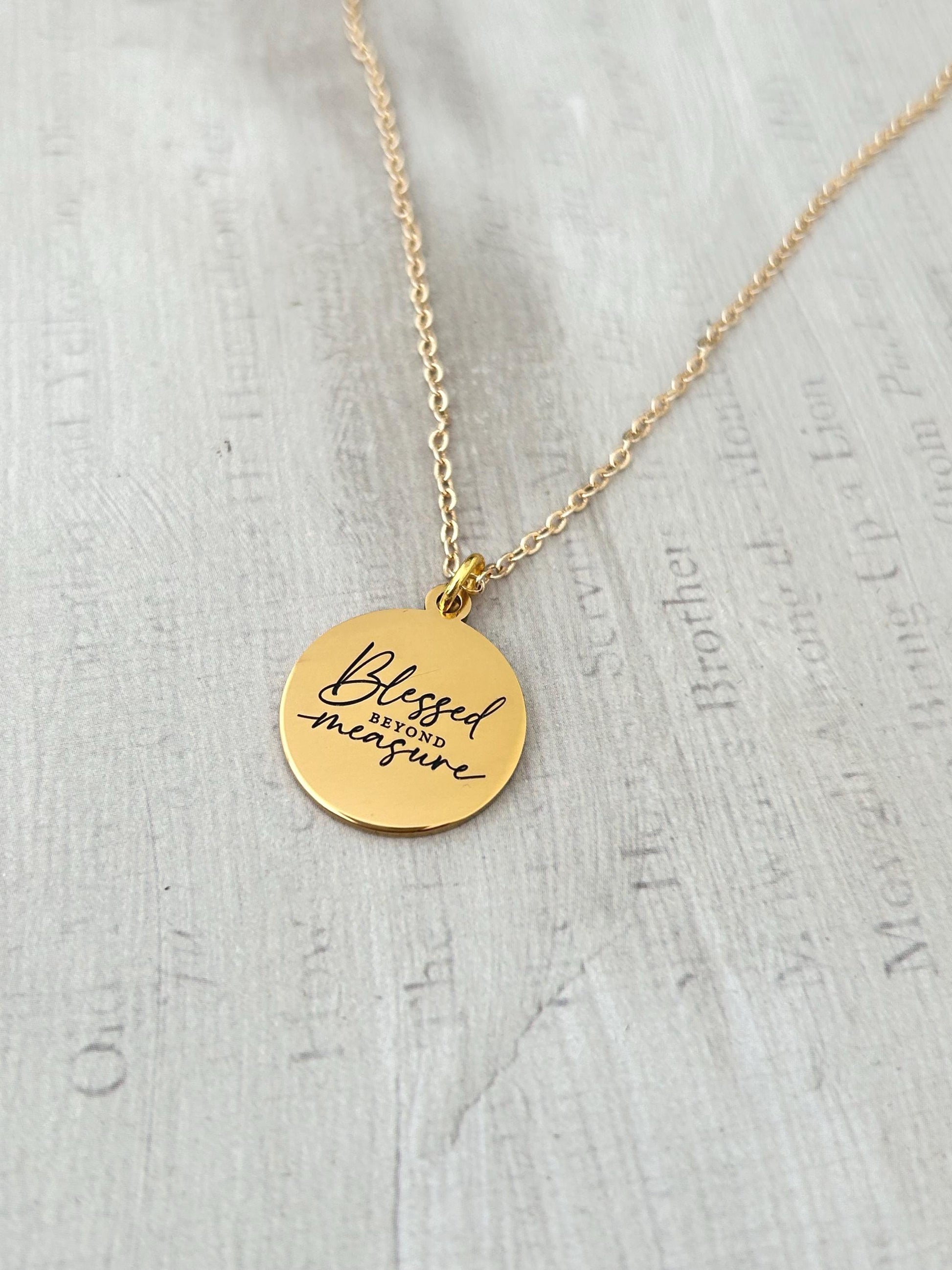 Christian Necklace Blessed Beyond Measure Womens Retreat Gifts Blessed Necklace, Personalized Necklace Christian Gifts Inspirational Charms