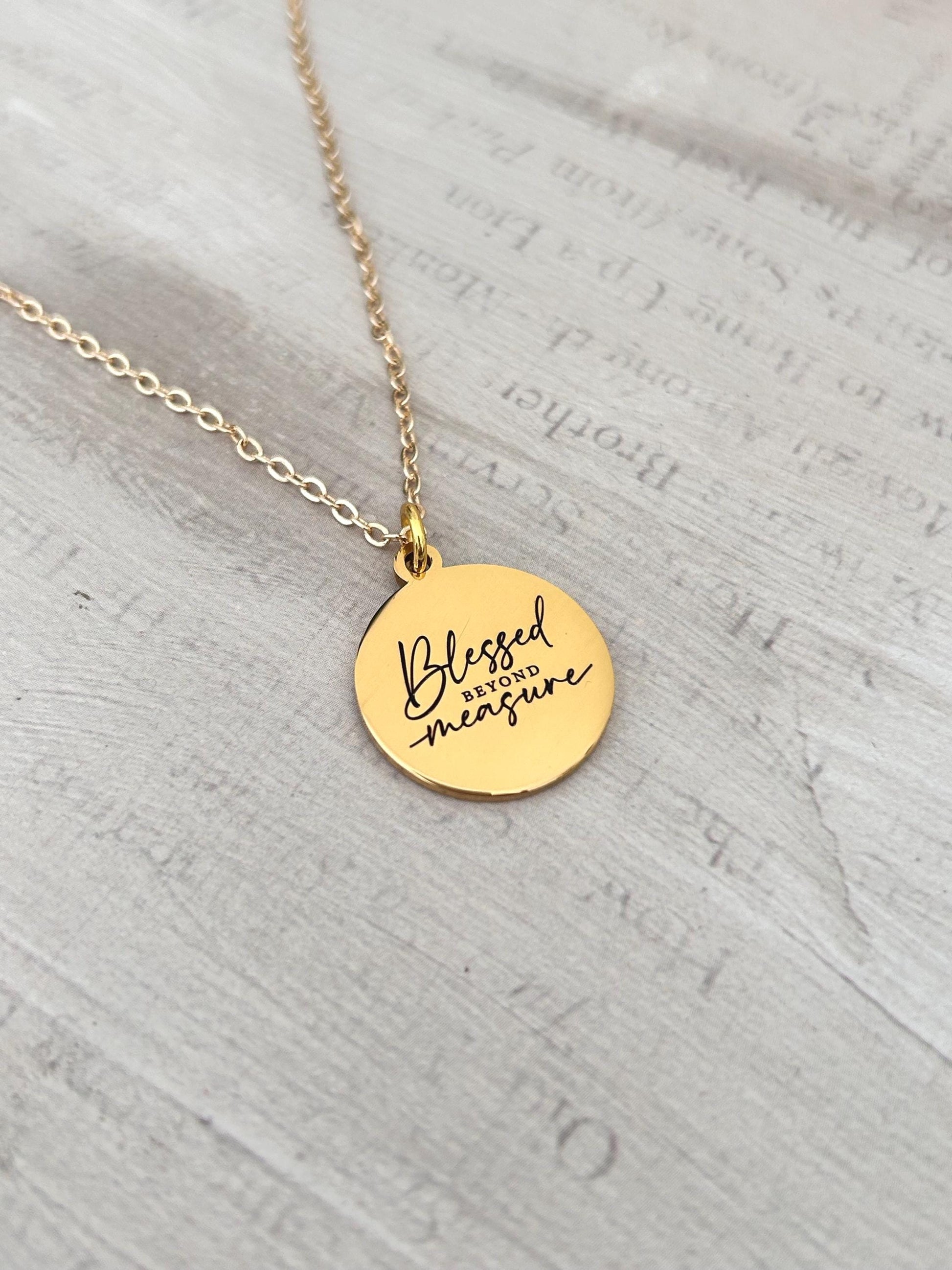 Christian Necklace Blessed Beyond Measure Womens Retreat Gifts Blessed Necklace, Personalized Necklace Christian Gifts Inspirational Charms