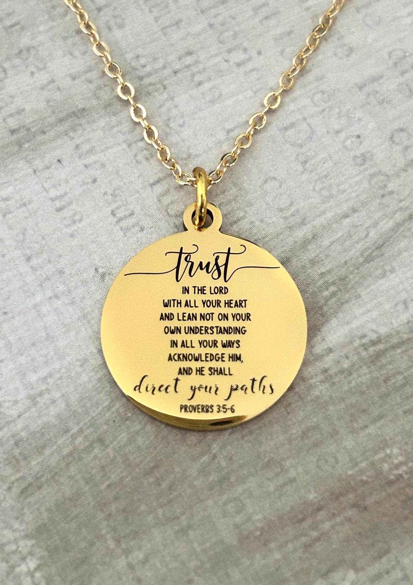 Proverbs 3:5 Necklace Trust in The Lord with all your heart Christian Gifts Scripture Jewelry Mothers Day Necklace Baptism Gifts