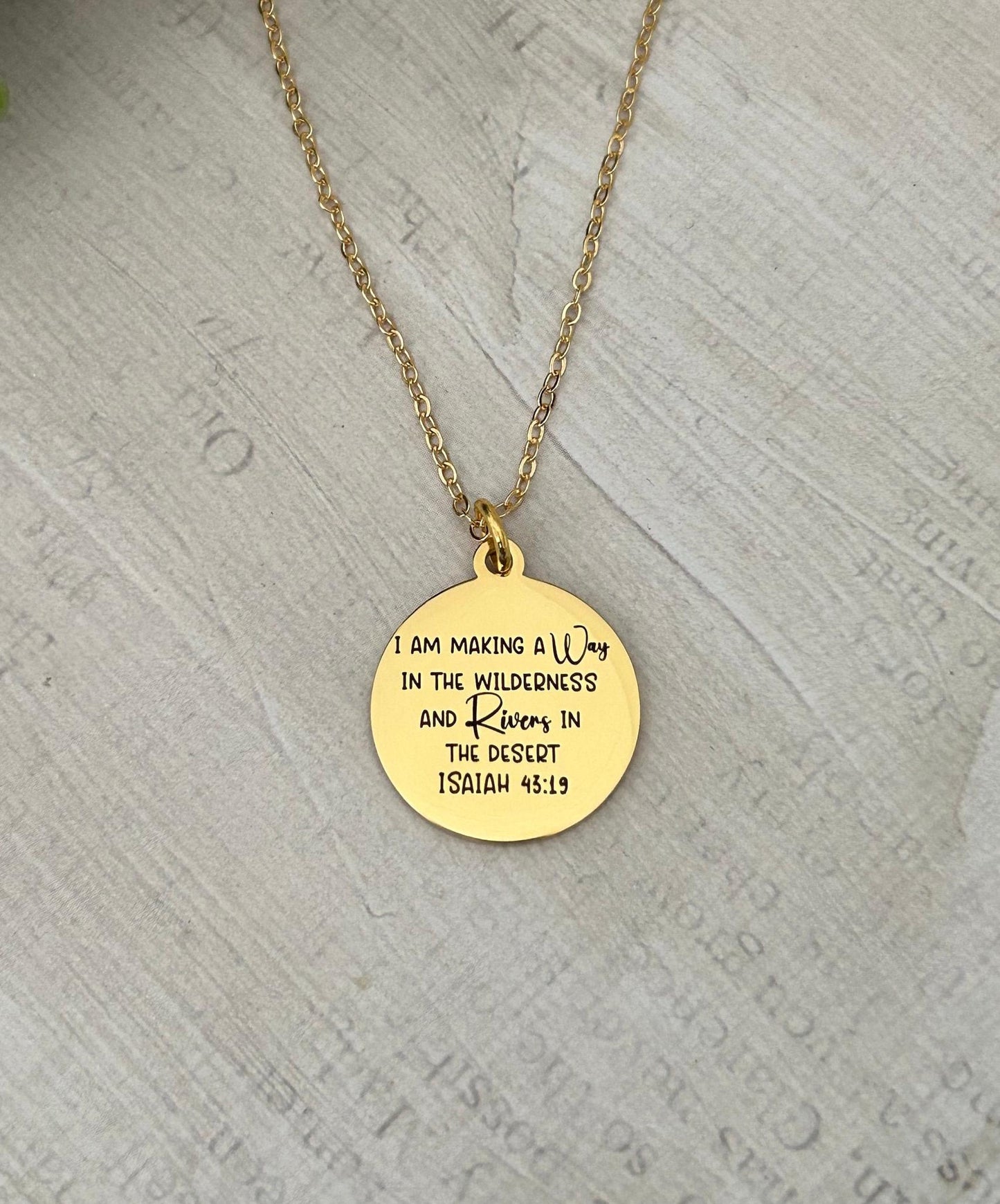 I am making a way in the wilderness Bible Necklace Isaiah 43:19, Christian Gifts, Motivational Necklace, Gift for Mom, Inspirational Jewelry