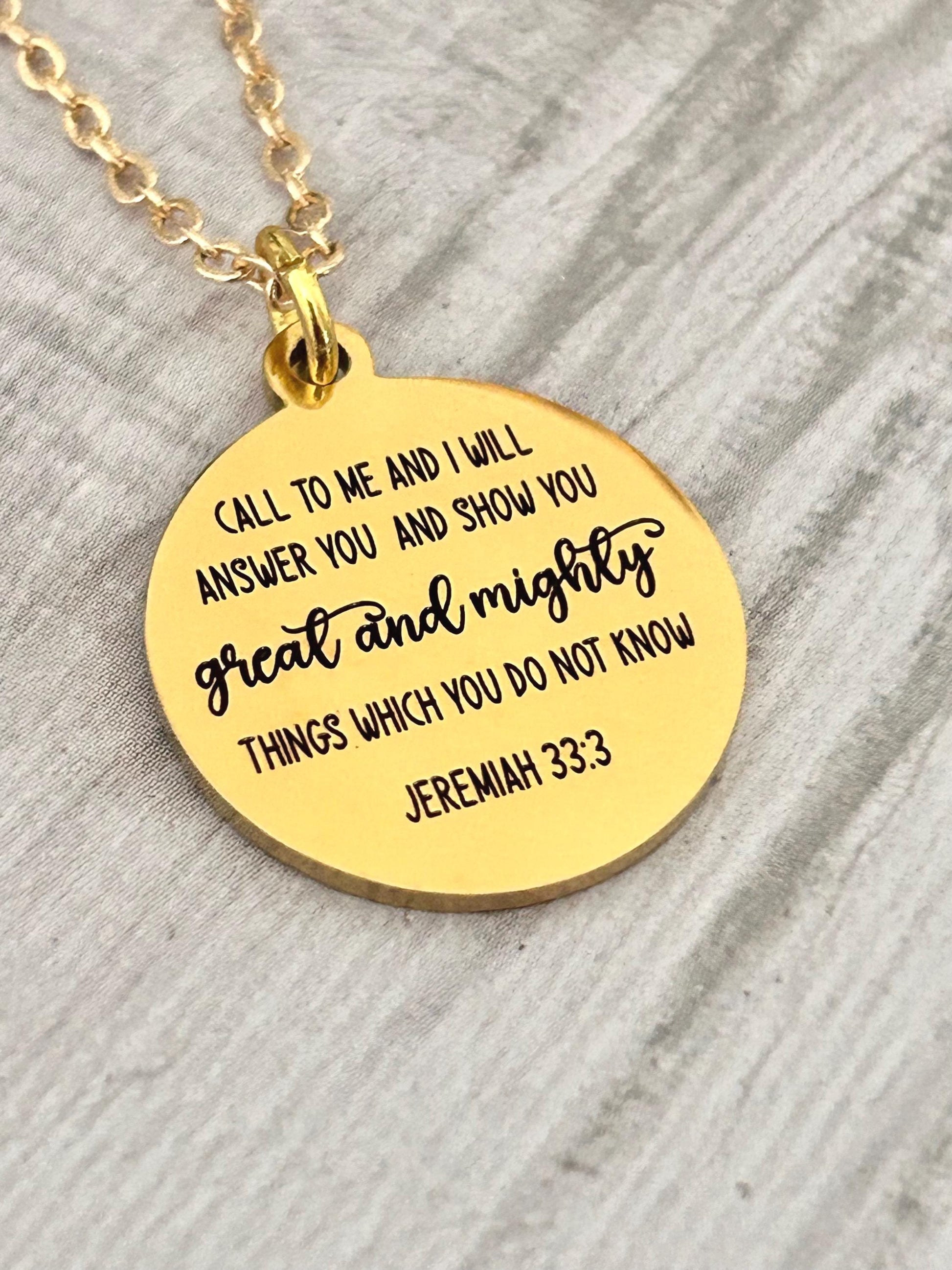 Call to me and I will Answer You Jeremiah 33:3 Necklace Christian Gifts Scripture Pendant Motivational Necklace Women's Retreat Gifts