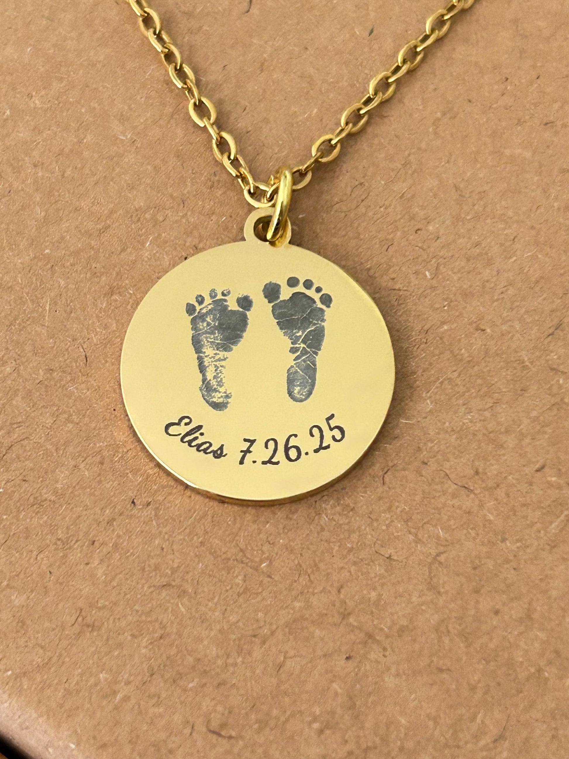 Personalized Baby Footprint Necklace with name and bible verse Gift for New Mom Baby Shower Custom Newborn Gift Baby Keepsake Jewelry