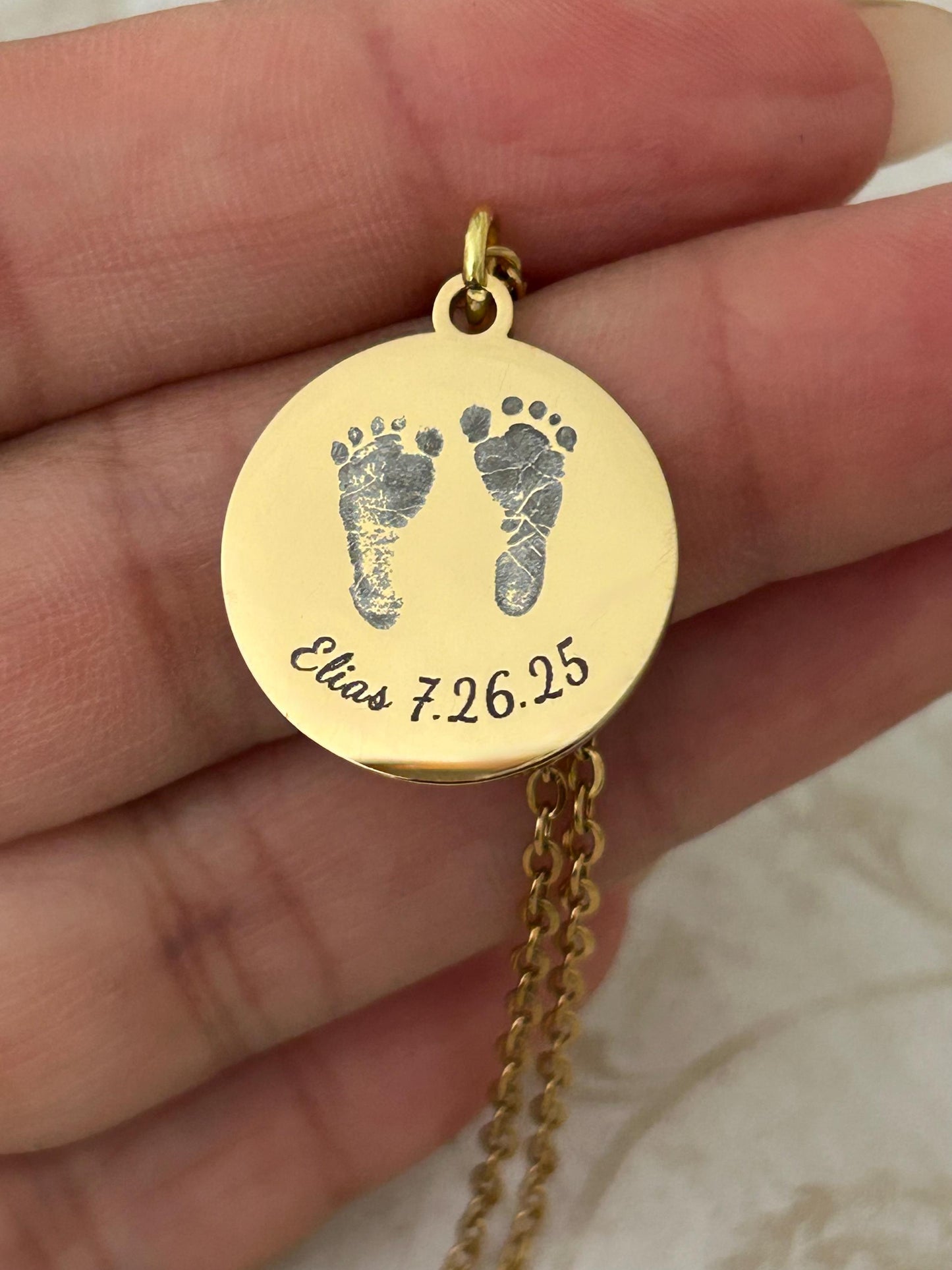 Personalized Baby Footprint Necklace with name and bible verse Gift for New Mom Baby Shower Custom Newborn Gift Baby Keepsake Jewelry