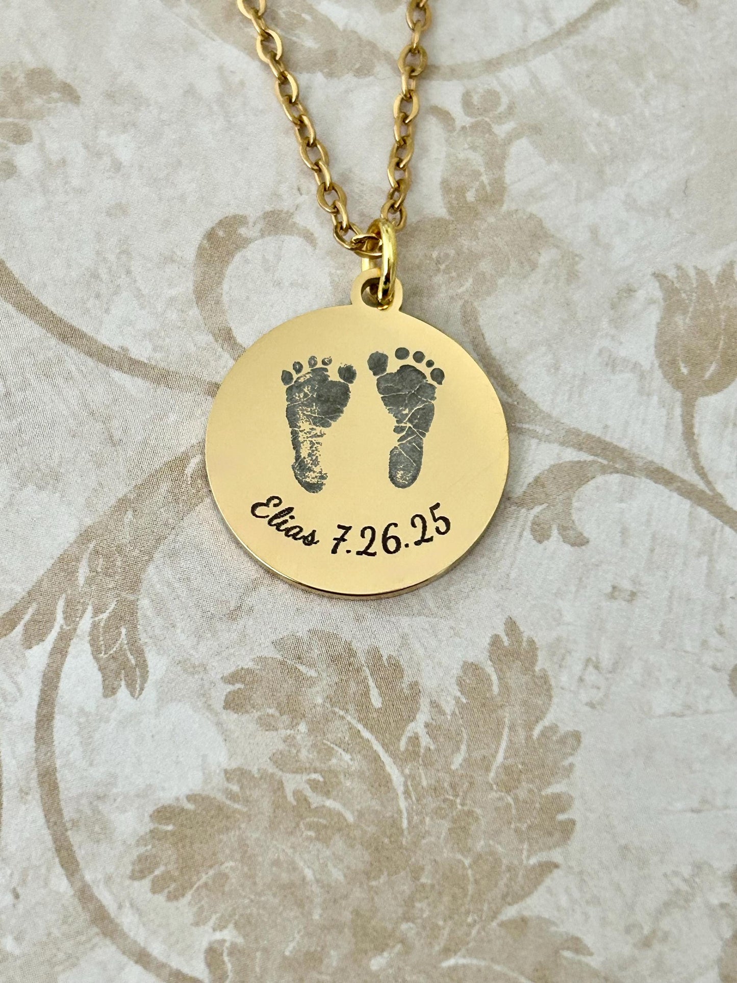 Personalized Baby Footprint Necklace with name and bible verse Gift for New Mom Baby Shower Custom Newborn Gift Baby Keepsake Jewelry
