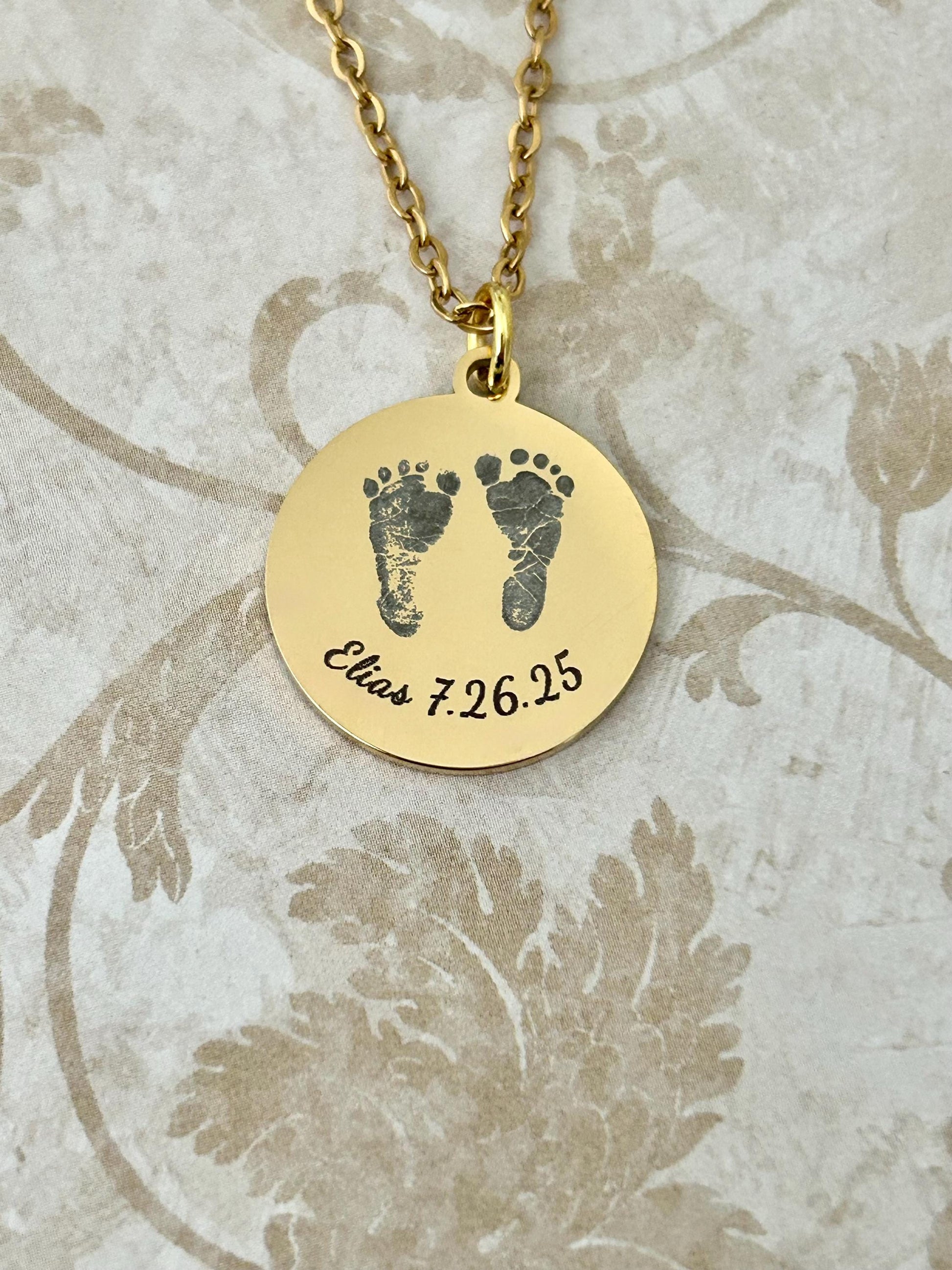 Personalized Baby Footprint Necklace with name and bible verse Gift for New Mom Baby Shower Custom Newborn Gift Baby Keepsake Jewelry