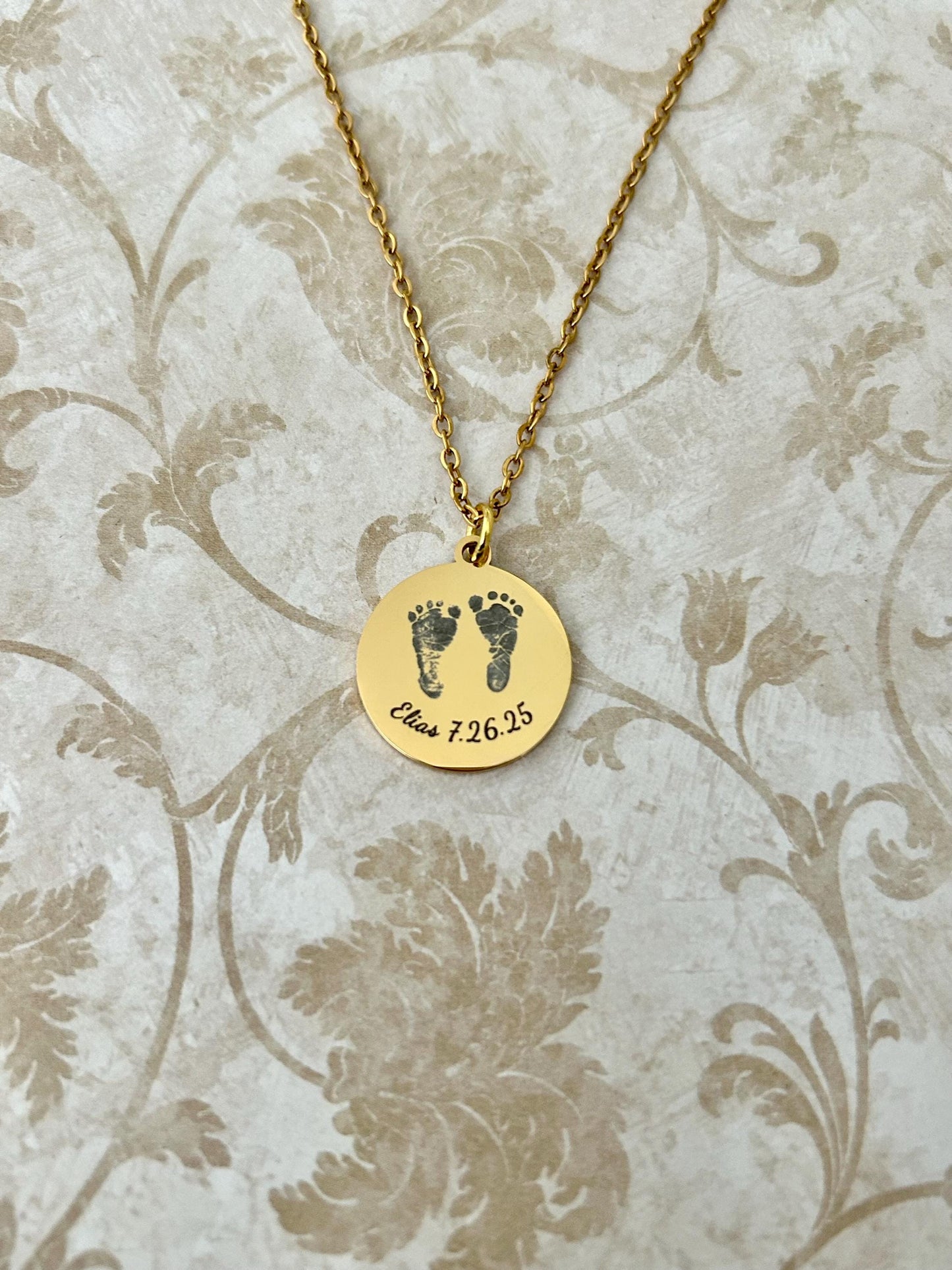 Personalized Baby Footprint Necklace with name and bible verse Gift for New Mom Baby Shower Custom Newborn Gift Baby Keepsake Jewelry