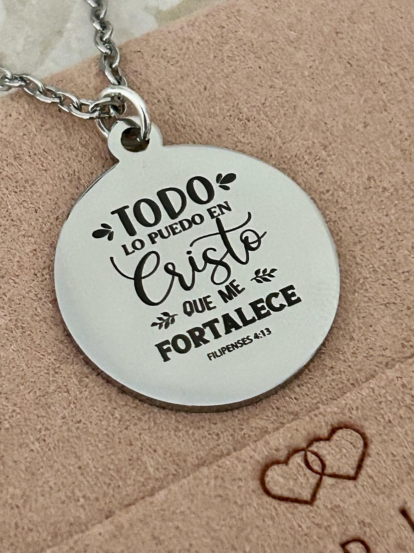 Todo Lo Puedo En Cristo Que Me Fortalece Filipenses 4:13 Cadena Cristiana Bible Verse Necklace Christian Gifts Scripture Jewelry Baptism