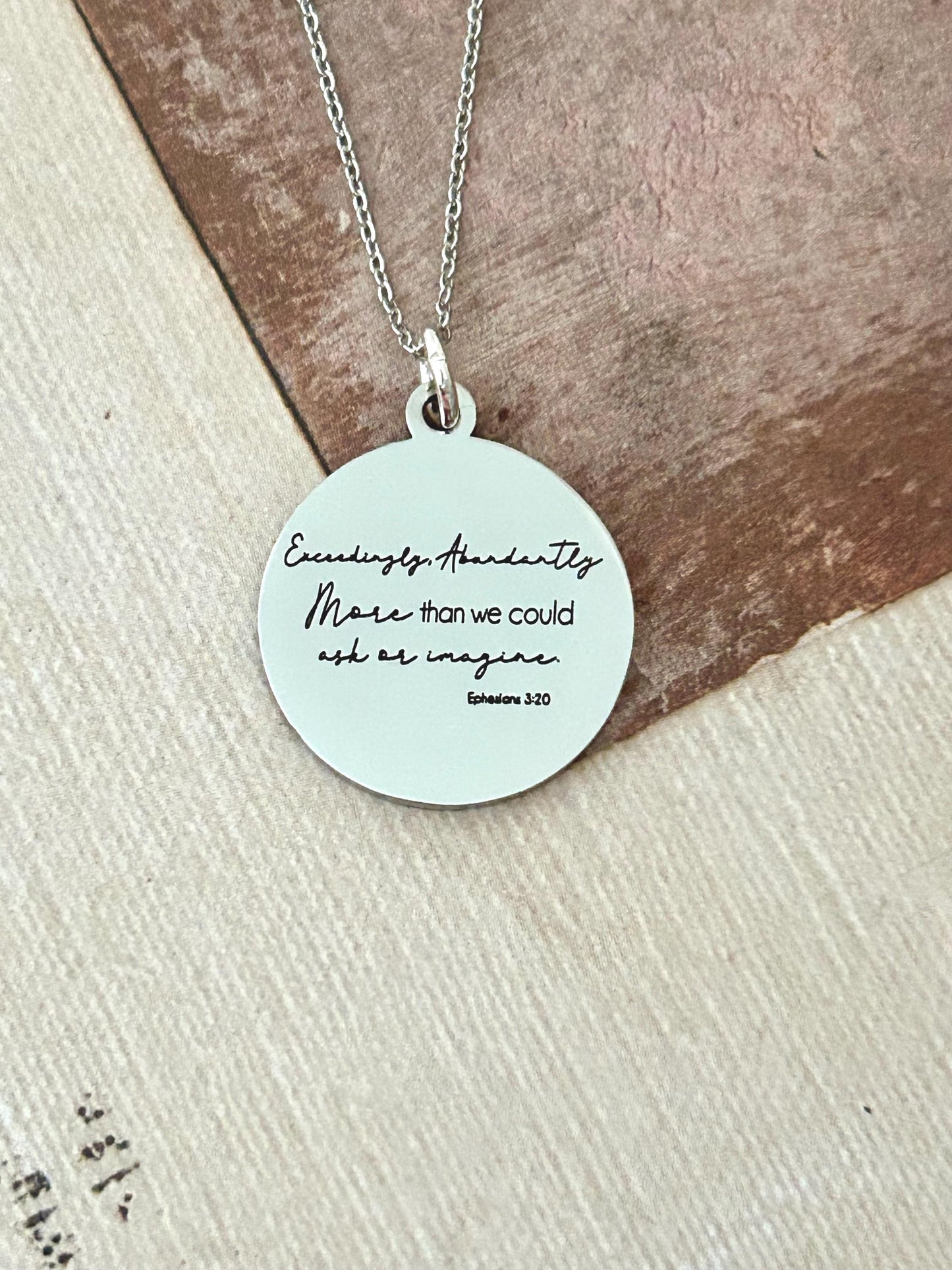 Ephesians 3:20 bible Verse Necklace, Exceedingly Abundantly Above All We Ask Or Imagine, Christian Gifts, Scripture Jewelry, Gifts for her