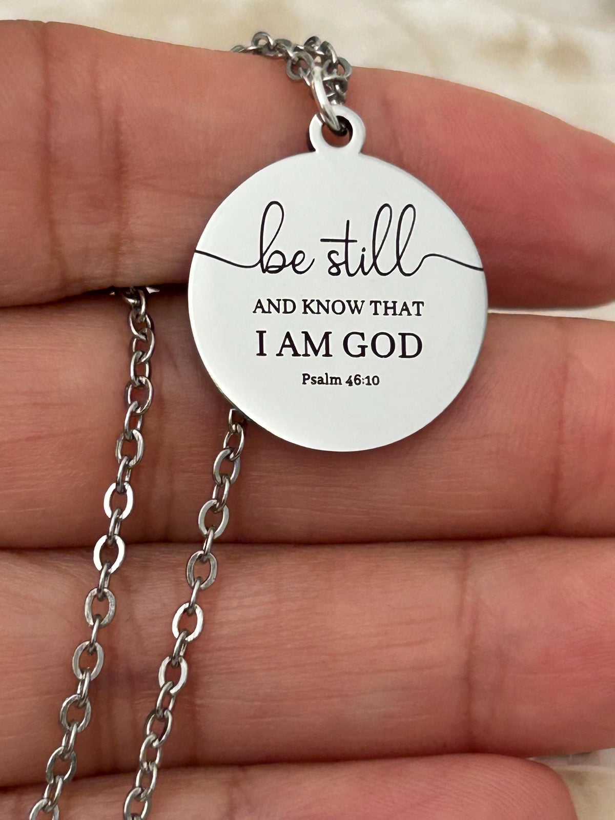 Be Still and Know Psalm 46:10 Personalized Bible Verse Necklace Christian Gift
