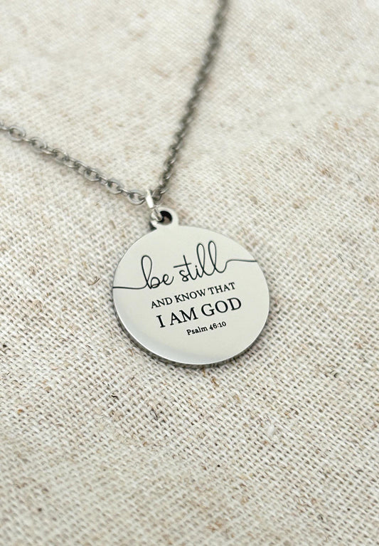 Be Still and Know Psalm 46:10 Personalized Bible Verse Necklace Christian Gift
