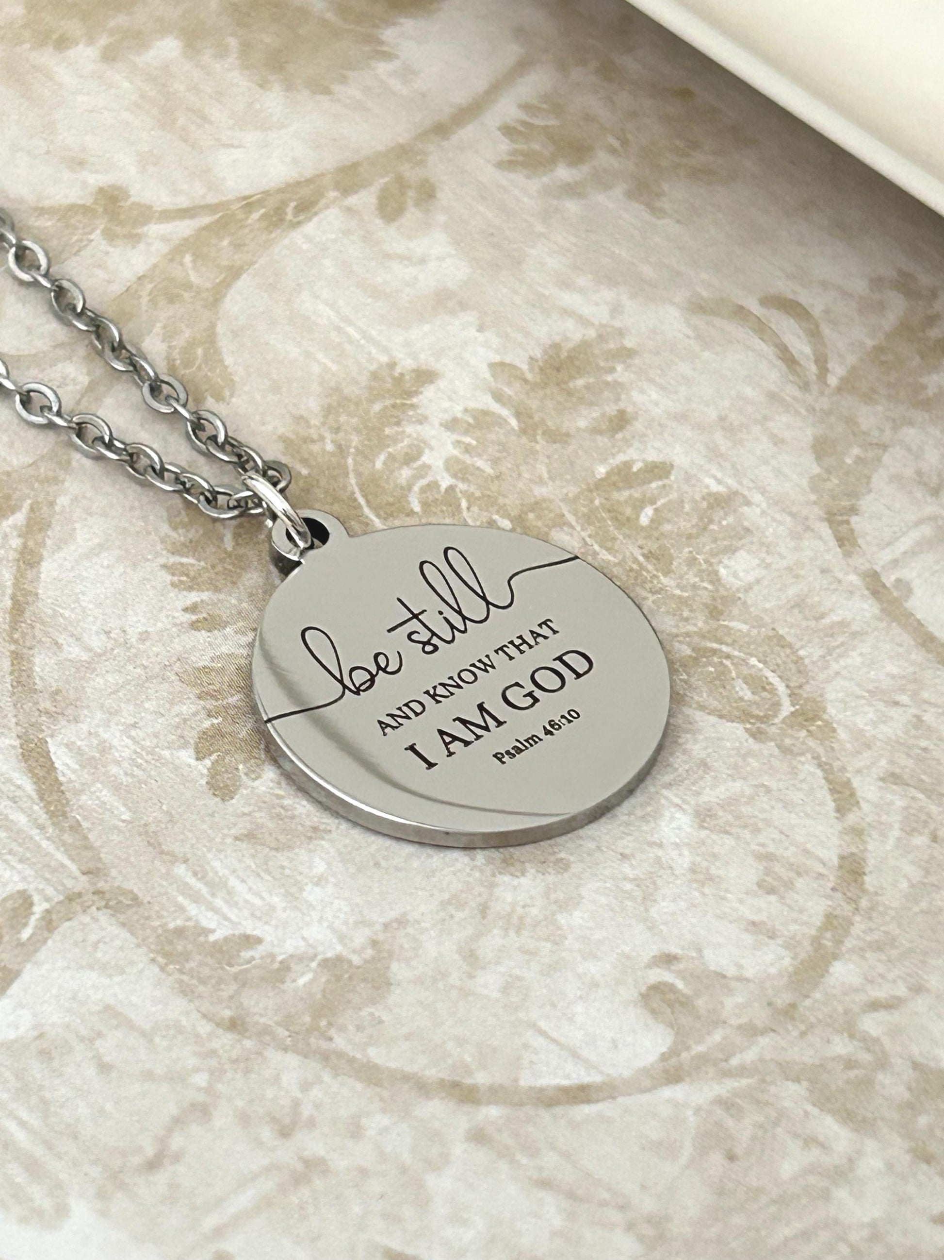 Be Still and Know Psalm 46:10 Personalized Bible Verse Necklace Christian Gift