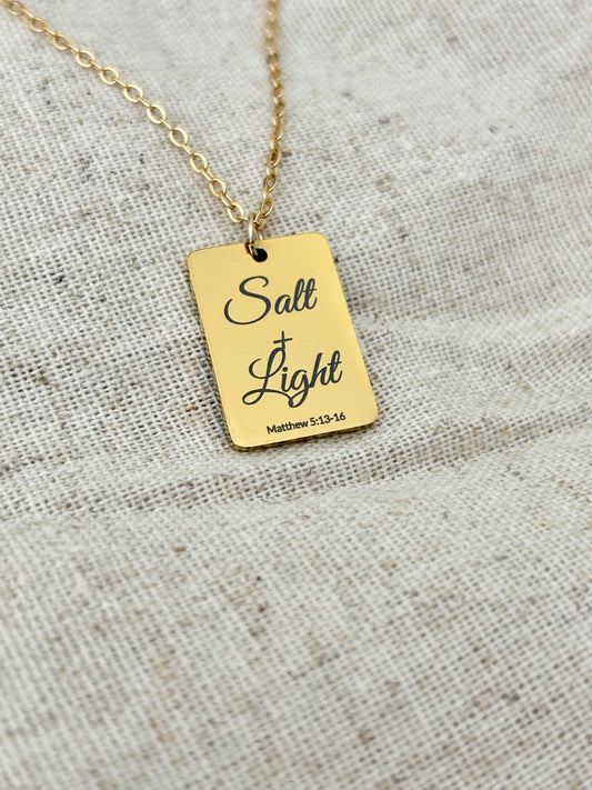 Salt and Light Necklace Mathew 5:13-16 Personalized Bible Verse Necklace, Christian Jewelry For Her, Christian Gifts Womens Retreat Gifts