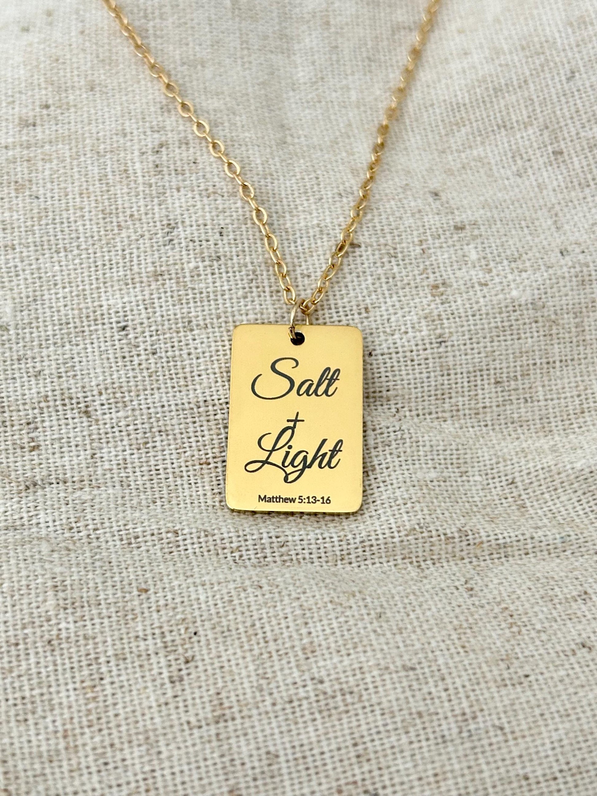 Salt and Light Necklace Mathew 5:13-16 Personalized Bible Verse Necklace, Christian Jewelry For Her, Christian Gifts Womens Retreat Gifts