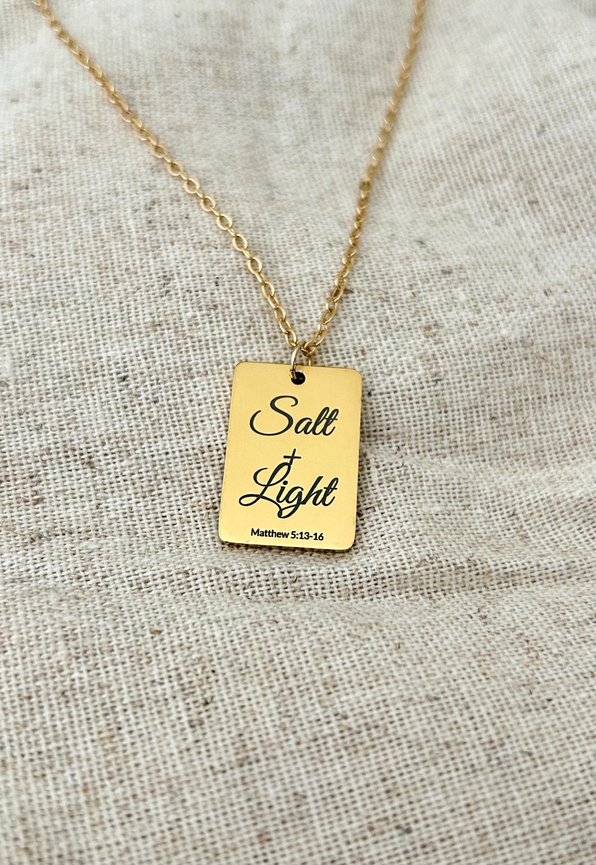Salt and Light Necklace Mathew 5:13-16 Personalized Bible Verse Necklace, Christian Jewelry For Her, Christian Gifts Womens Retreat Gifts