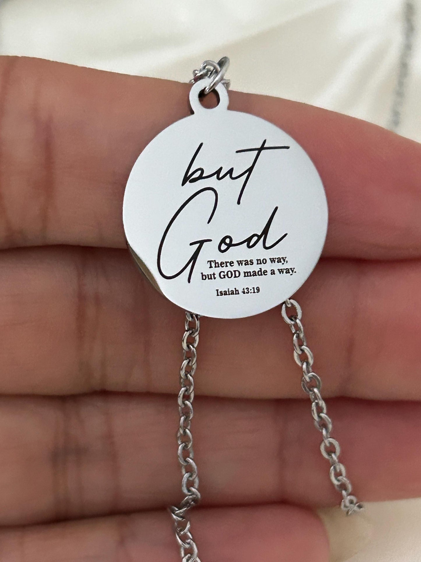 Engraved "But God" Stainless Steel Necklace Christian Gifts Isaiah 43:19 Personalized Gifts Necklace