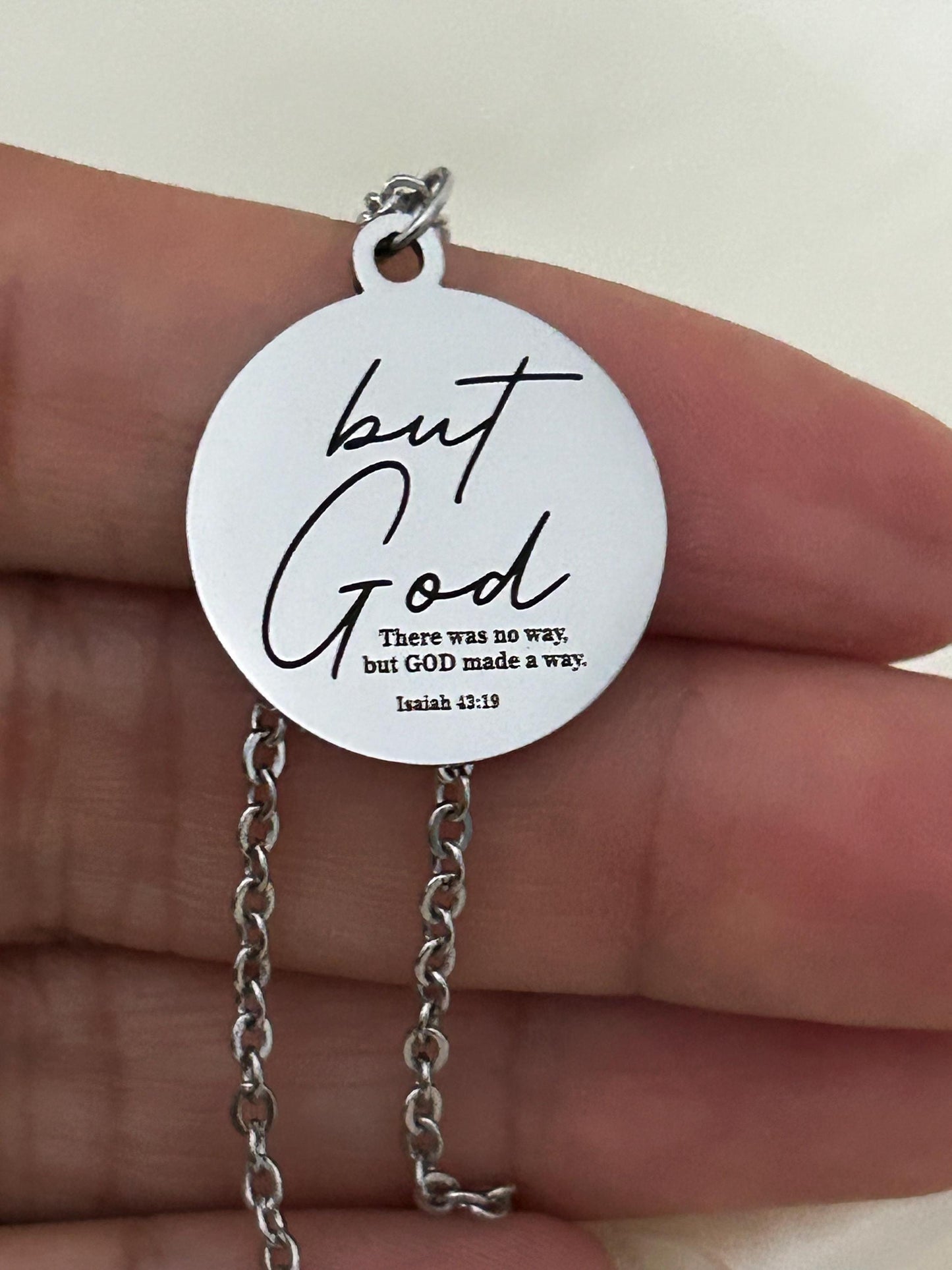 Engraved "But God" Stainless Steel Necklace Christian Gifts Isaiah 43:19 Personalized Gifts Necklace