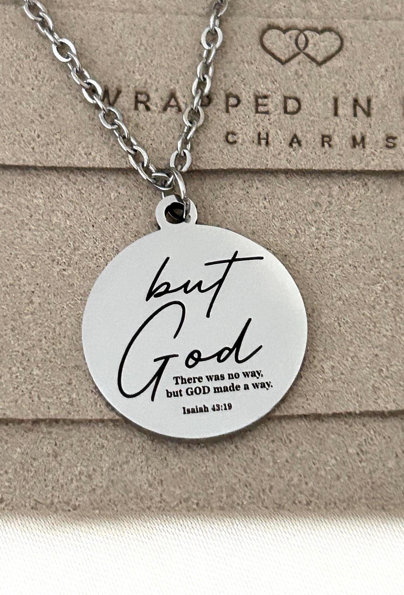 Engraved "But God" Stainless Steel Necklace Christian Gifts Isaiah 43:19 Personalized Gifts Necklace